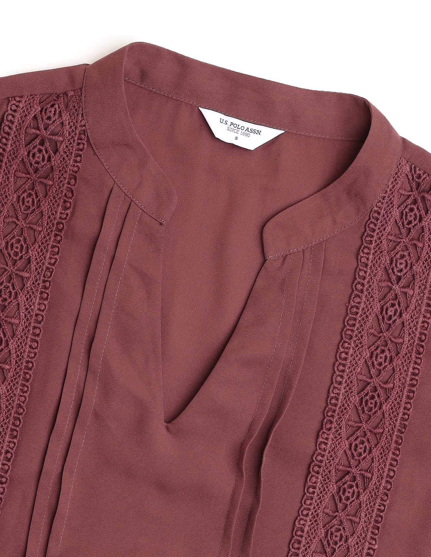 Lace Detailed Top Maroon - U.S. Polo Assn. India | Large