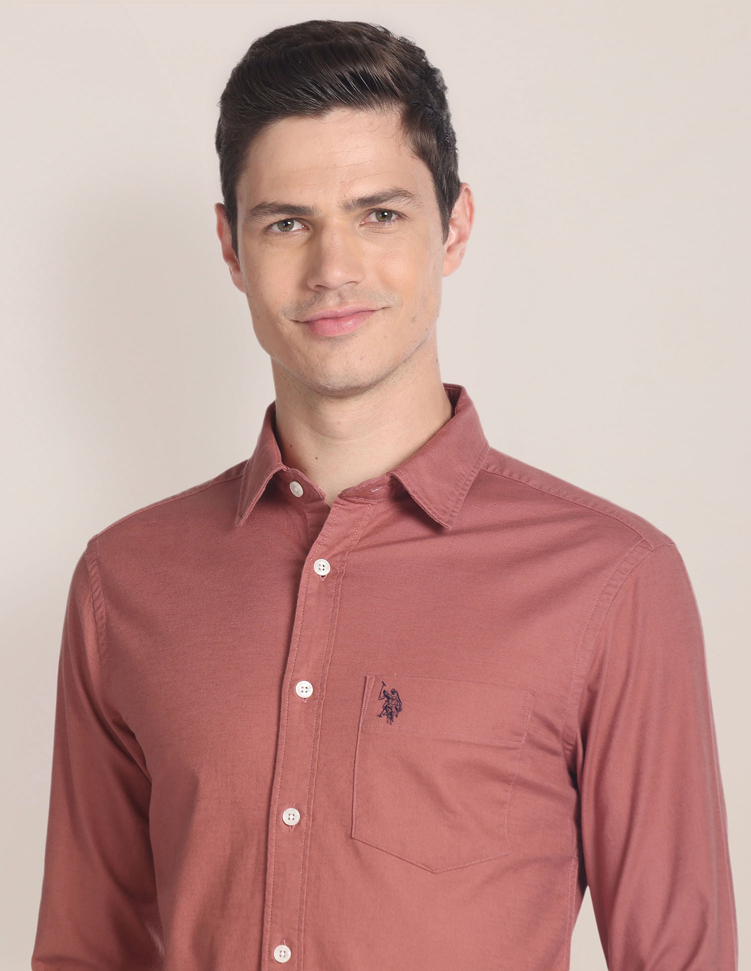 Cutaway Collar Solid Dobby Shirt Rust - U.S. POLO ASSN. | Large