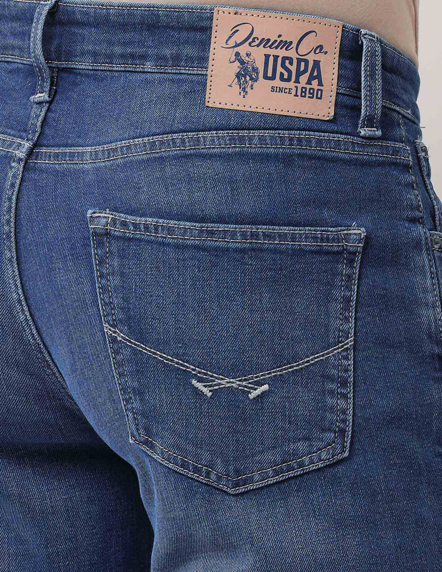 Harold Slim Straight Fit Blue Jeans Mid Wash - U.S. Polo Assn. India | Large