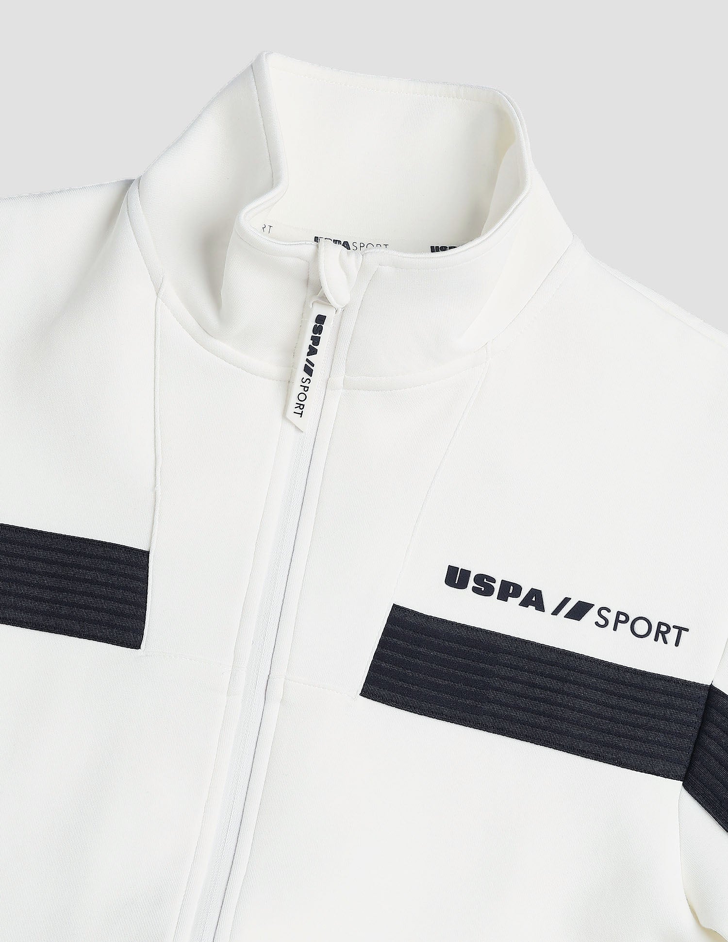 Slim Fit Zipper Active Sweatshirt Off White - U.S. Polo Assn. India | Large