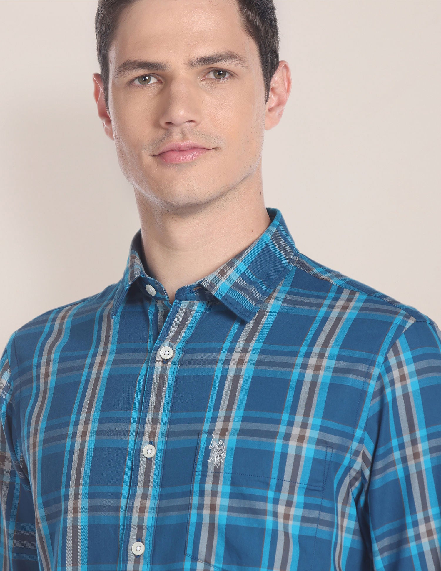 Tartan Check Twill Shirt Blue - U.S. Polo Assn. India | Large