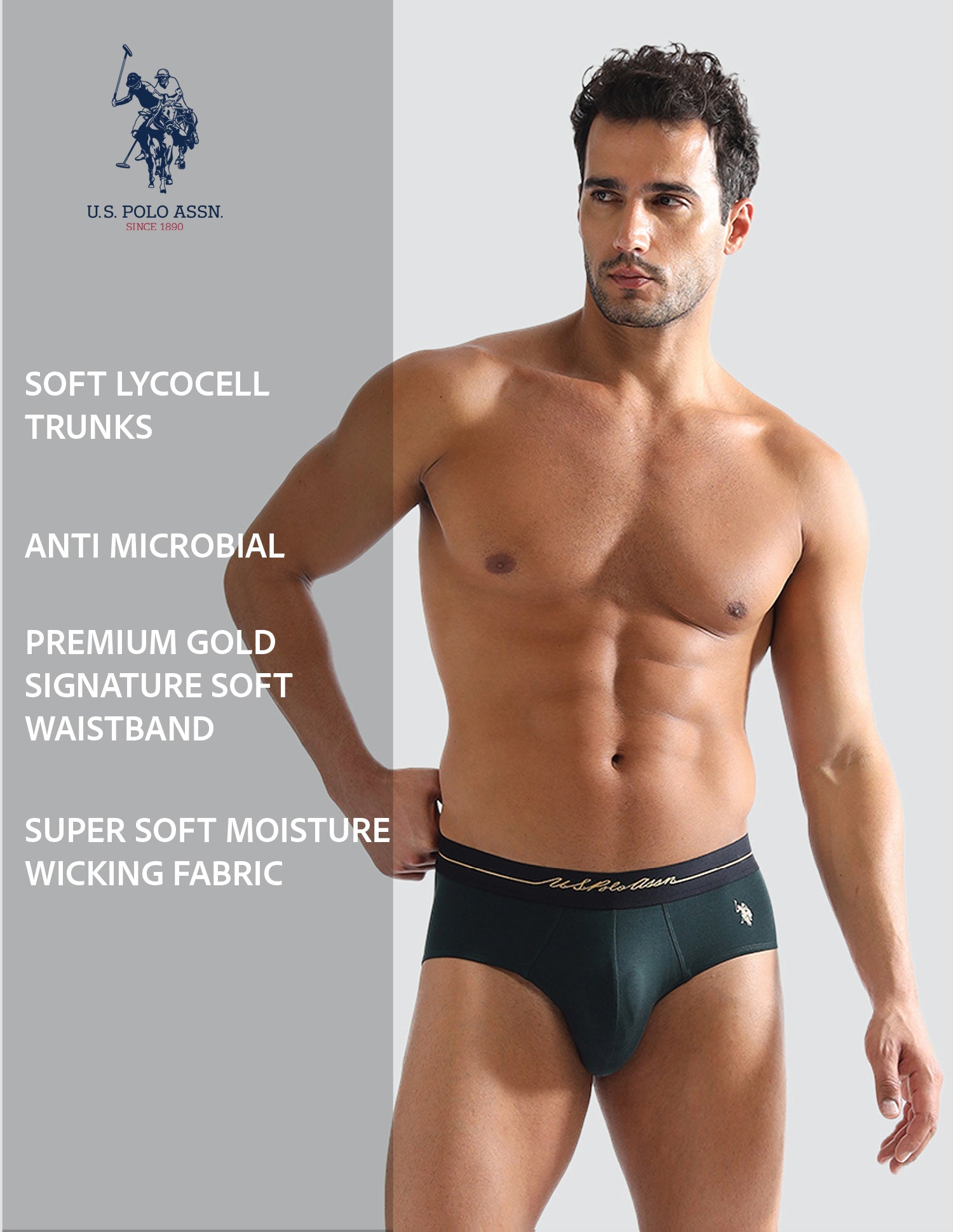 Elasticized Waist Solid PB004 Briefs - Pack of 1 Scarab - U.S. POLO ASSN. | Large