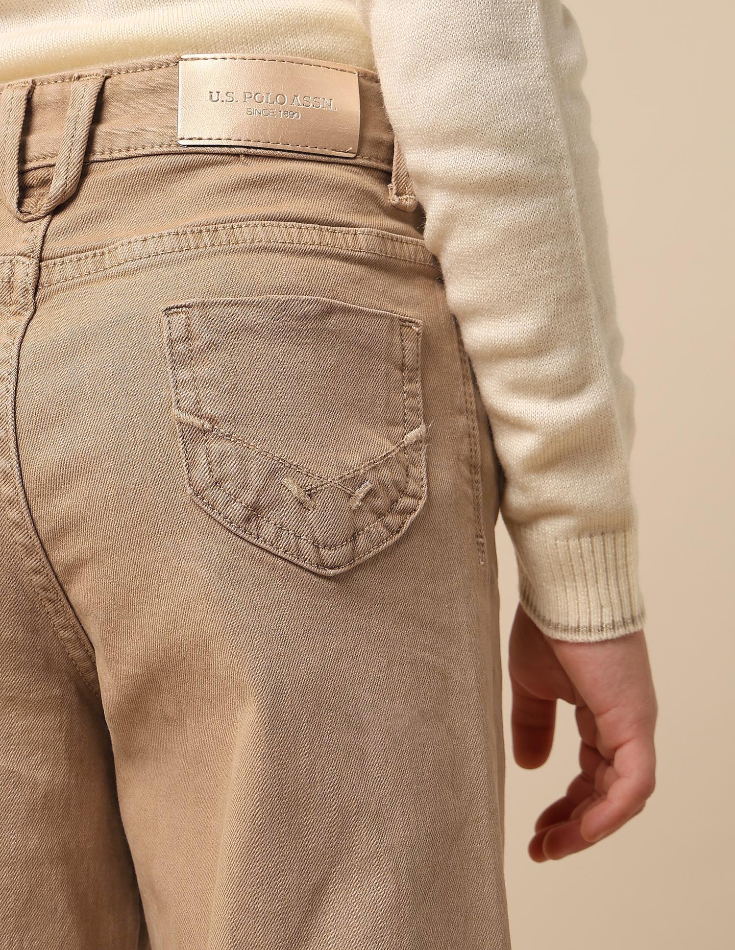 Girls Wide Leg Fit Mid Rise Jeans Latte - U.S. POLO ASSN. | Large