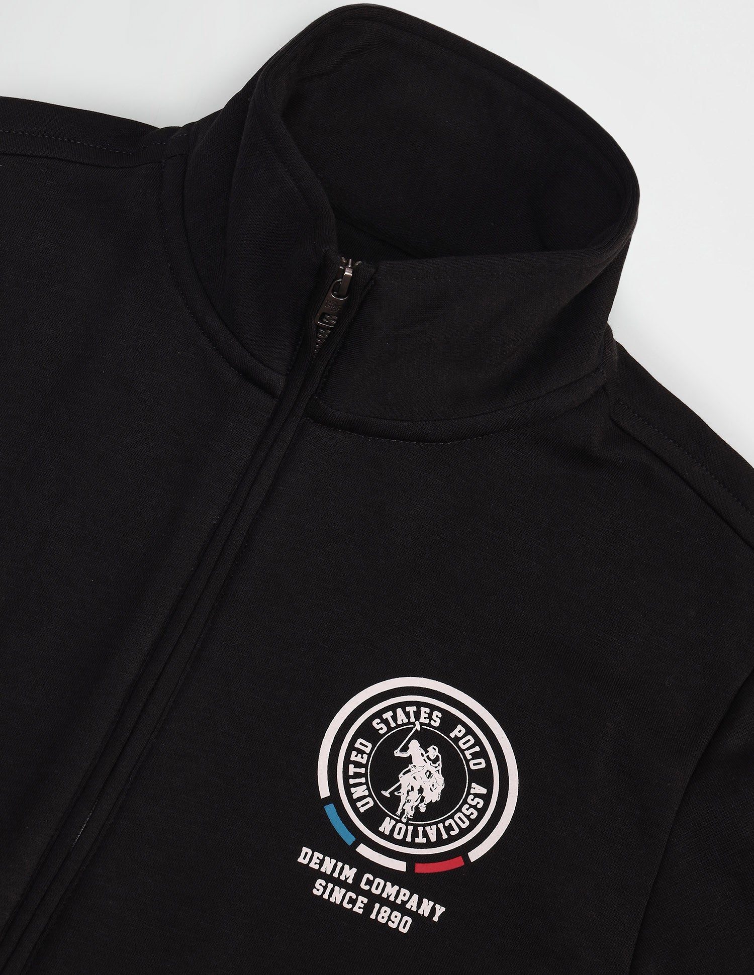 Solid High Neck Sweatshirt Black - U.S. POLO ASSN. | Large