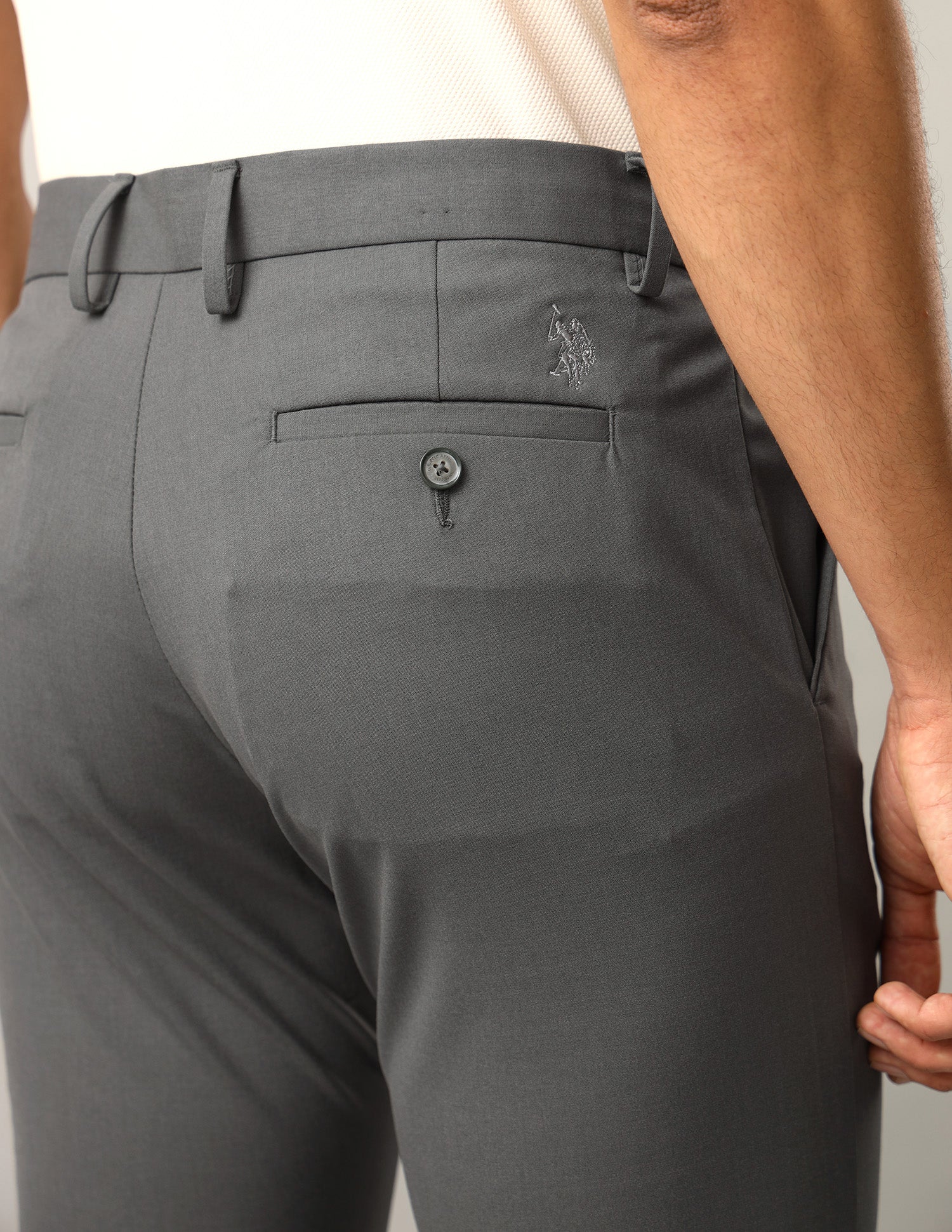 Slim Fit Satin Trousers Sage - U.S. Polo Assn. India | Large