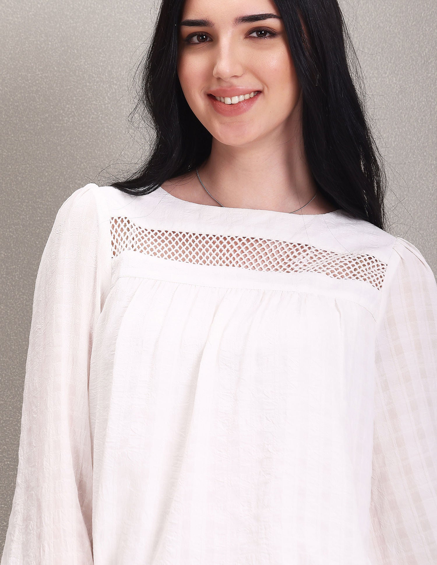 Lace Detail Bell Sleeve Top White - U.S. Polo Assn. India | Large