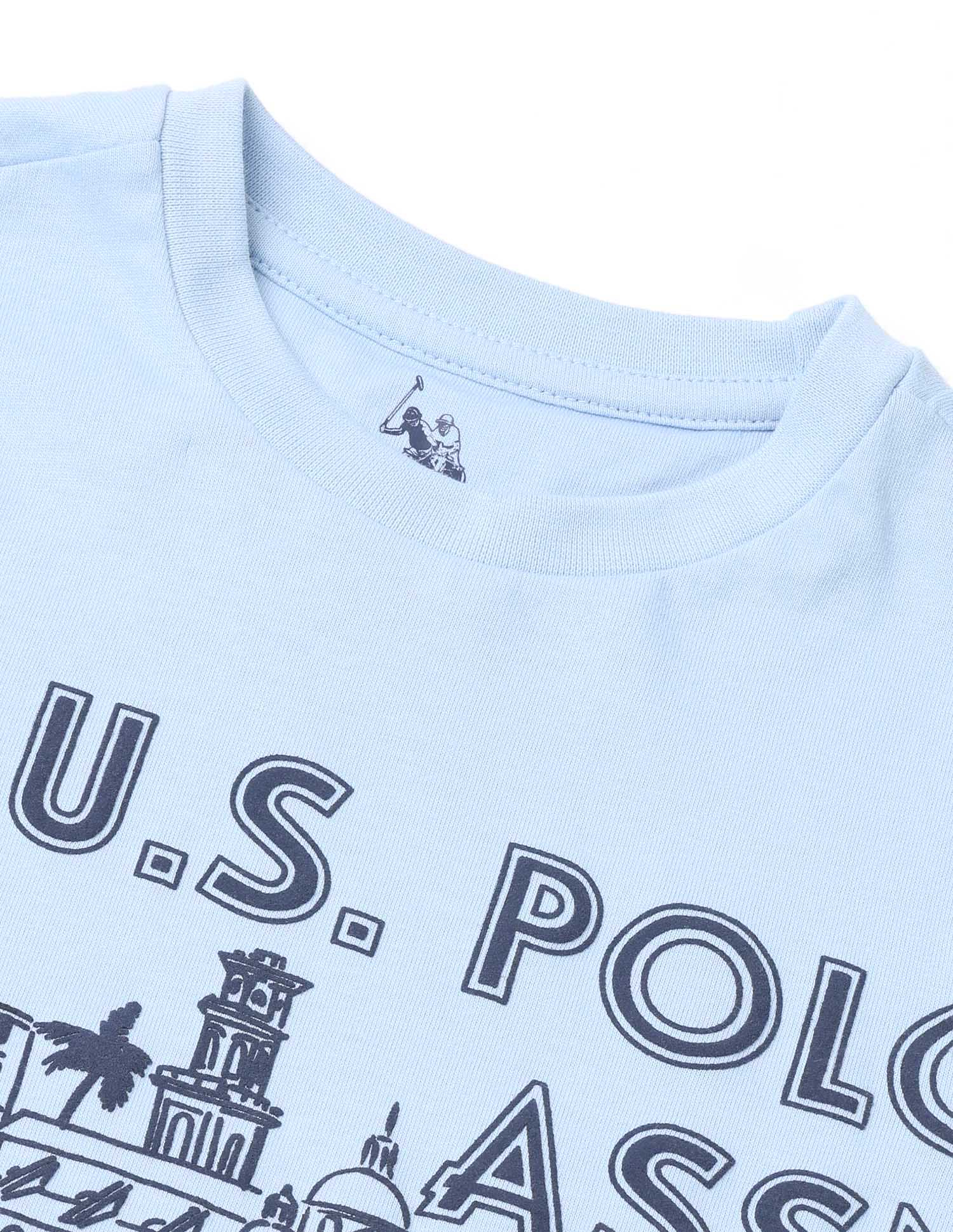 Boys Brand Printed Regular Fit T-Shirt Light Blue - U.S. POLO ASSN. | Large