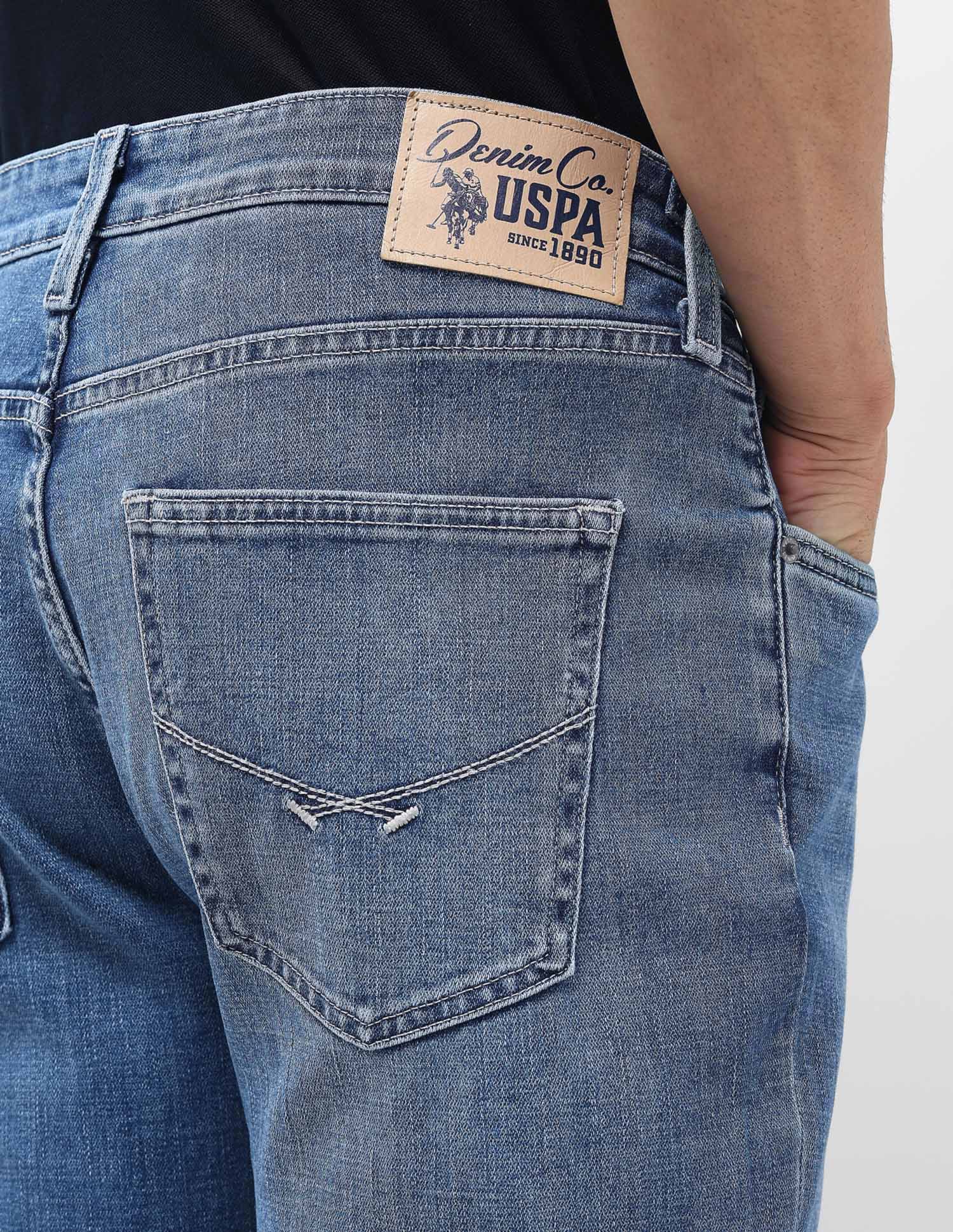 Harold Slim Straight Fit Blue Jeans Mid Blue - U.S. POLO ASSN. | Large