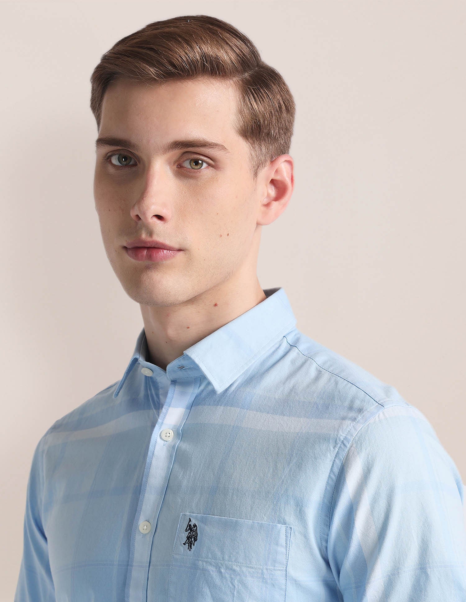 Spread Collar Dobby Shirt Blue - U.S. Polo Assn. India | Large