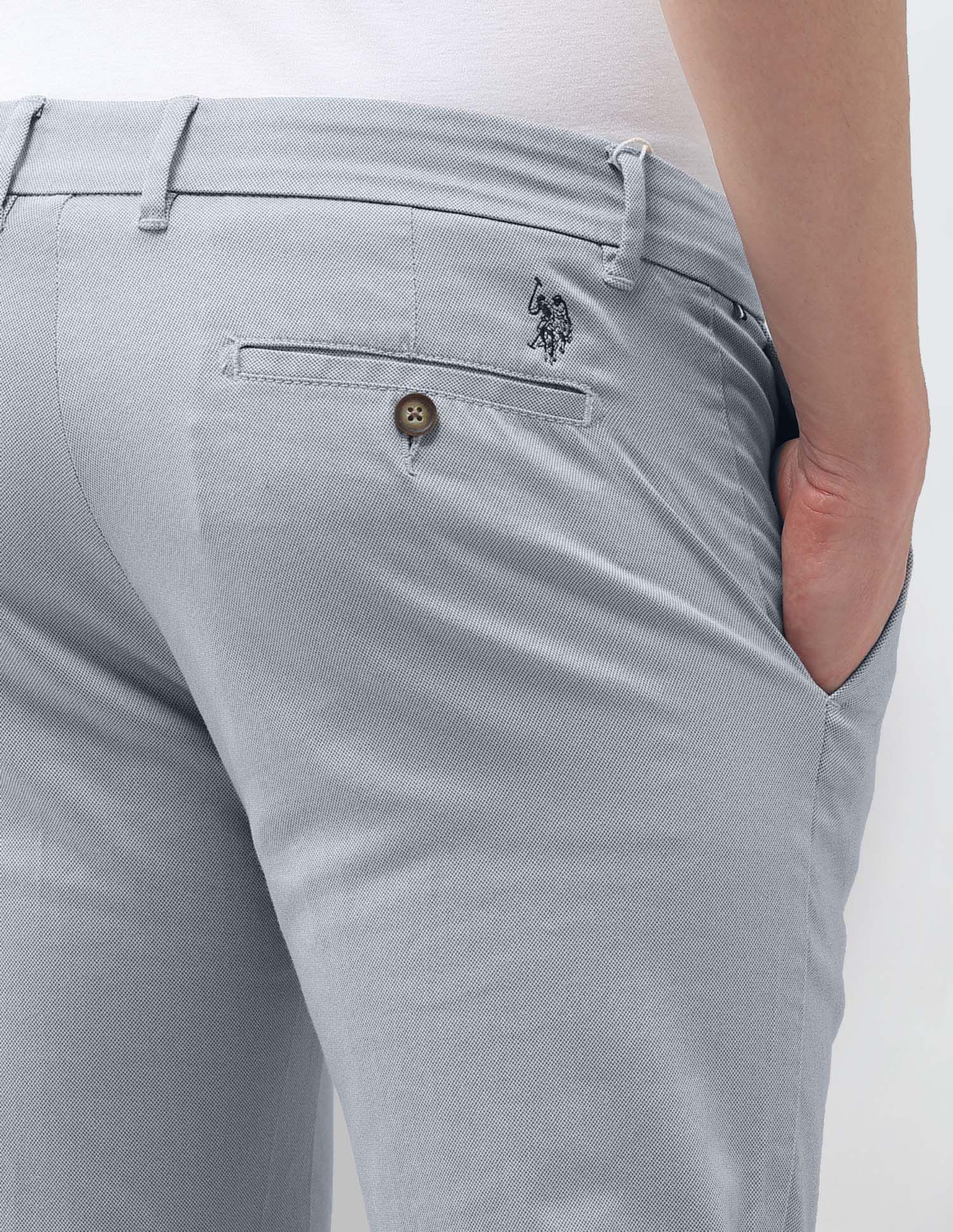 Super Slim Fit Satin Trousers Grey - U.S. Polo Assn. India | Large