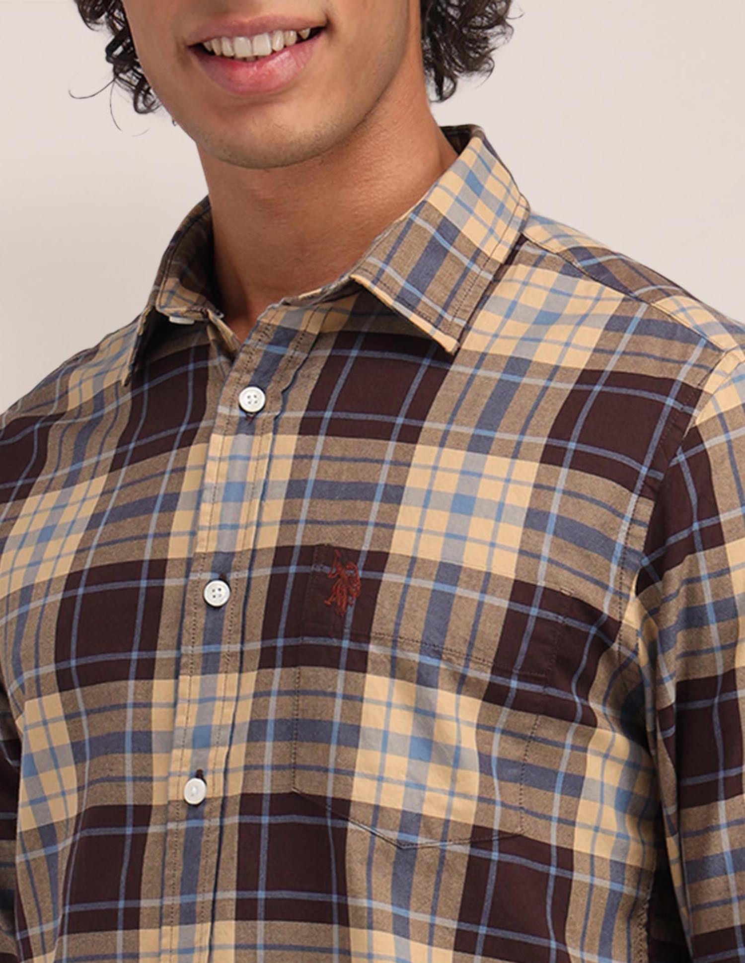 Plaid Checked Dobby Shirt Yellow - U.S. Polo Assn. India | Large