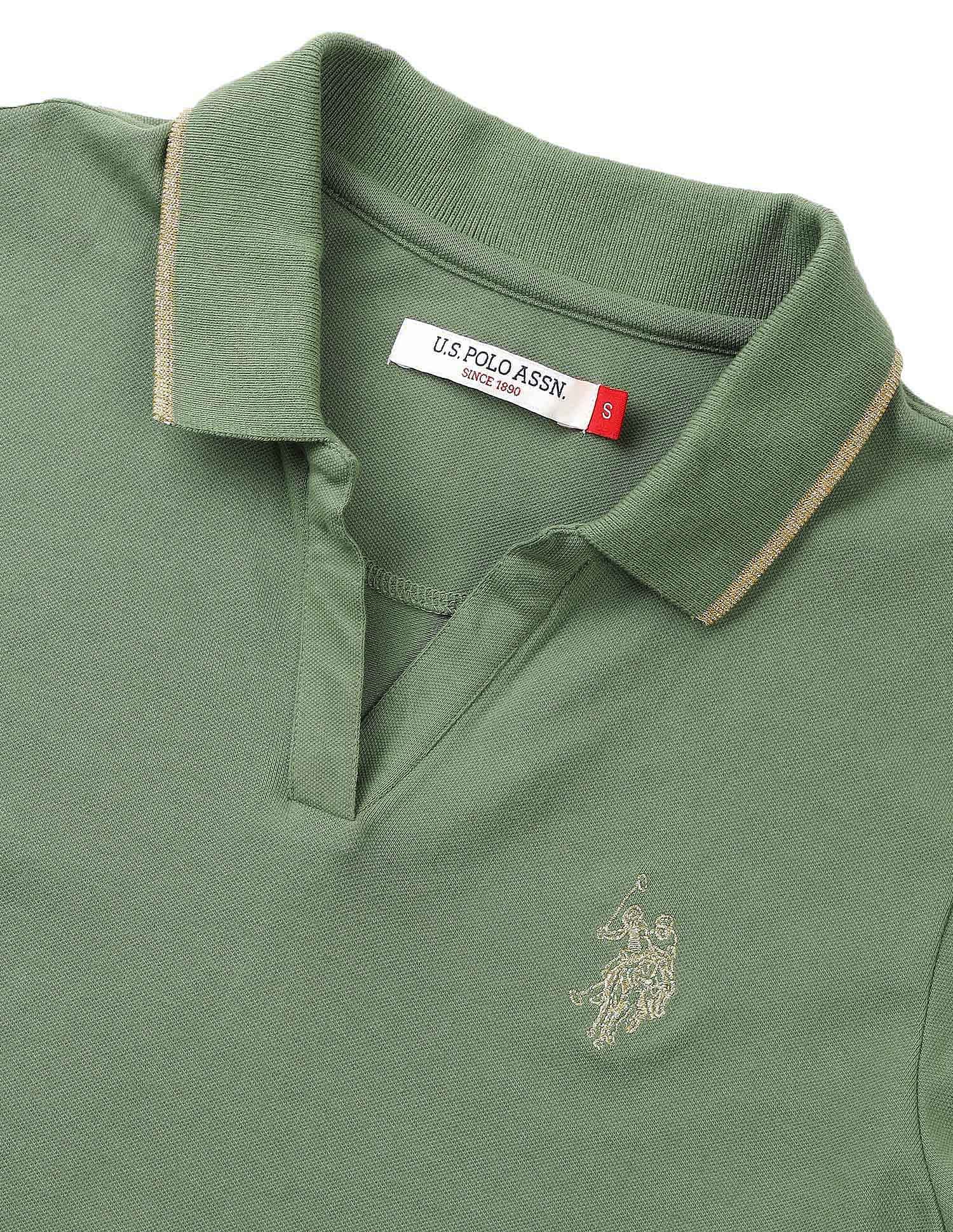 Tipped Collar Regular Fit Polo Shirt Light Olive - U.S. Polo Assn. India | Large