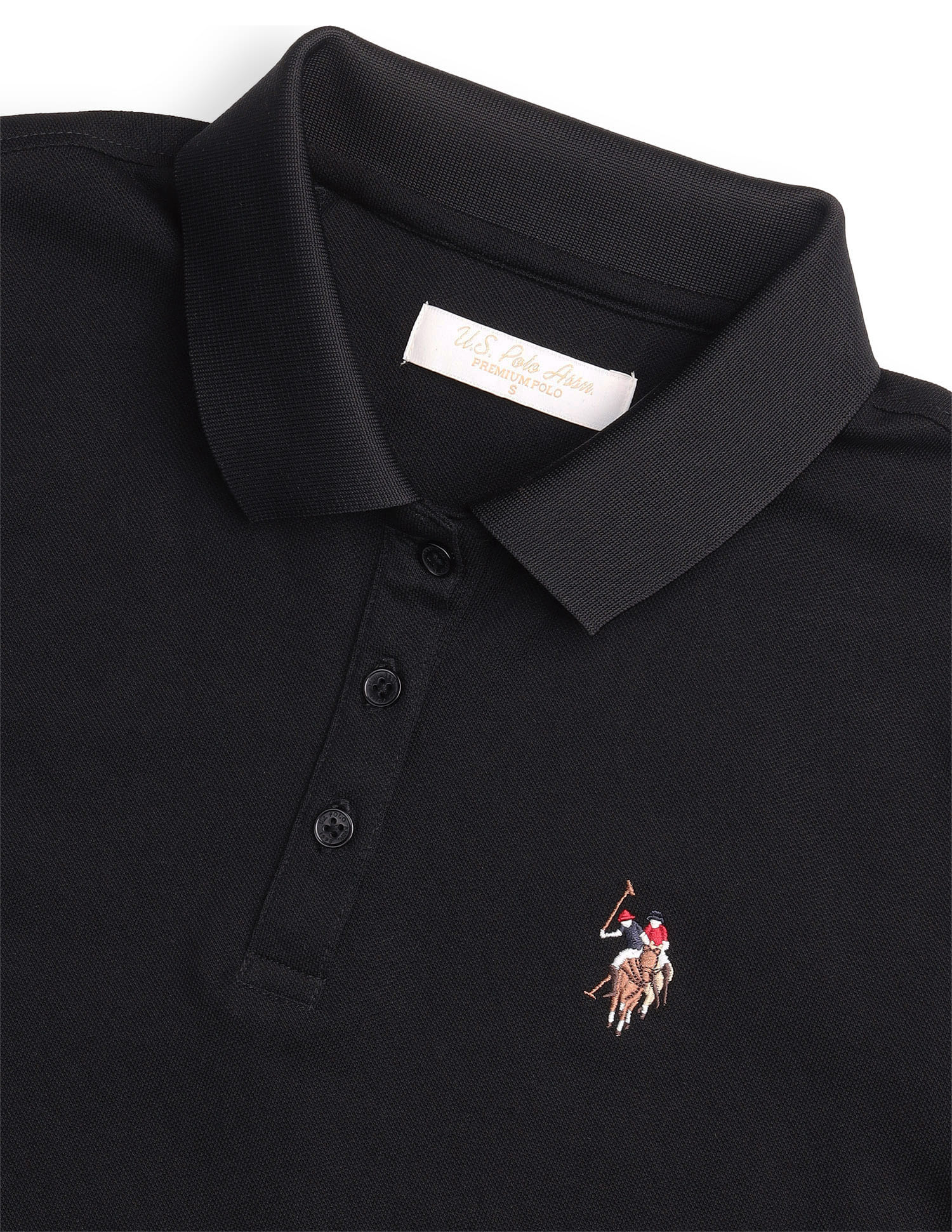 Solid Regular Fit Polo Shirt Black - U.S. Polo Assn. India | Large