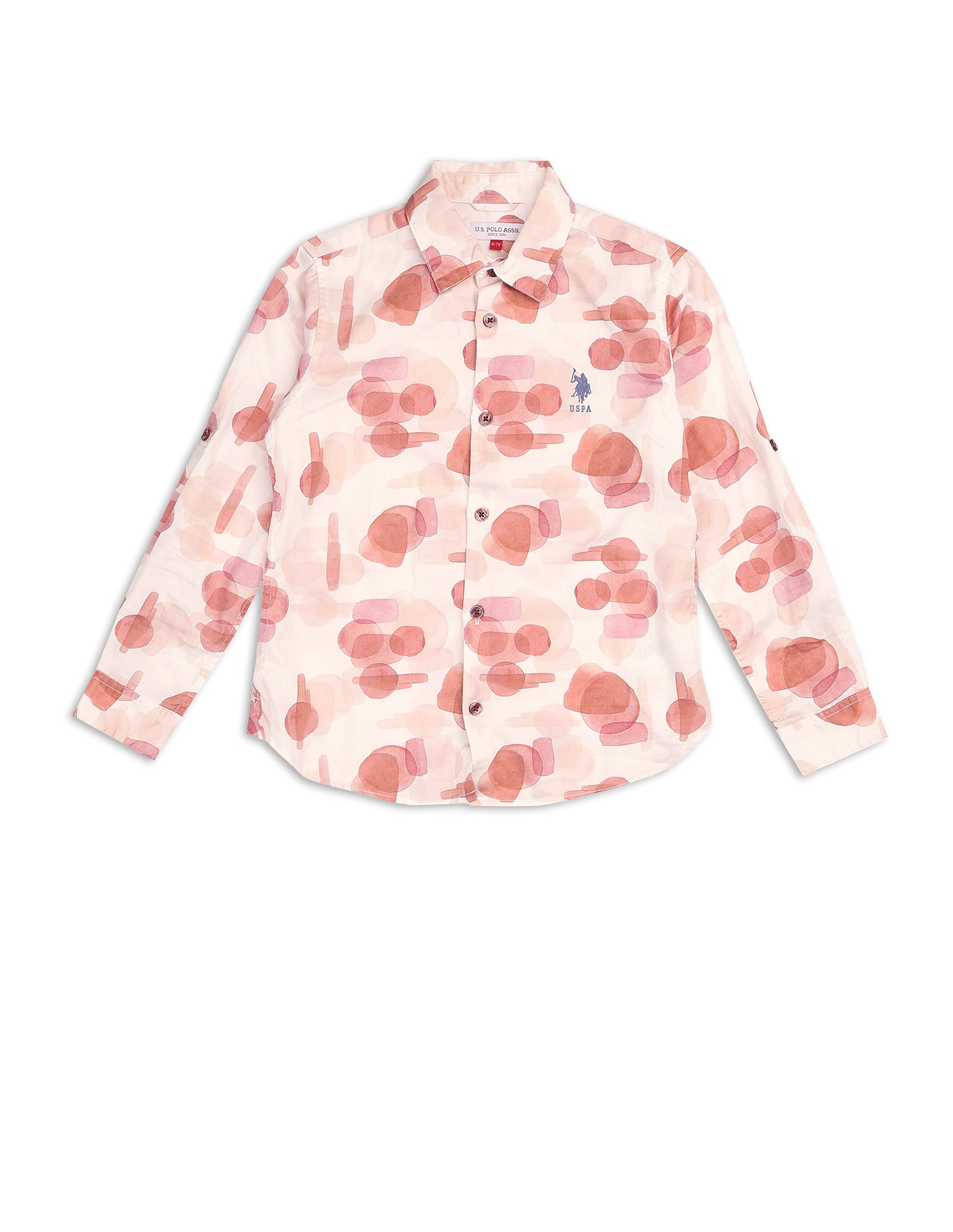 Boys Abstract Printed Satin Shirt Brown - U.S. POLO ASSN. | Large