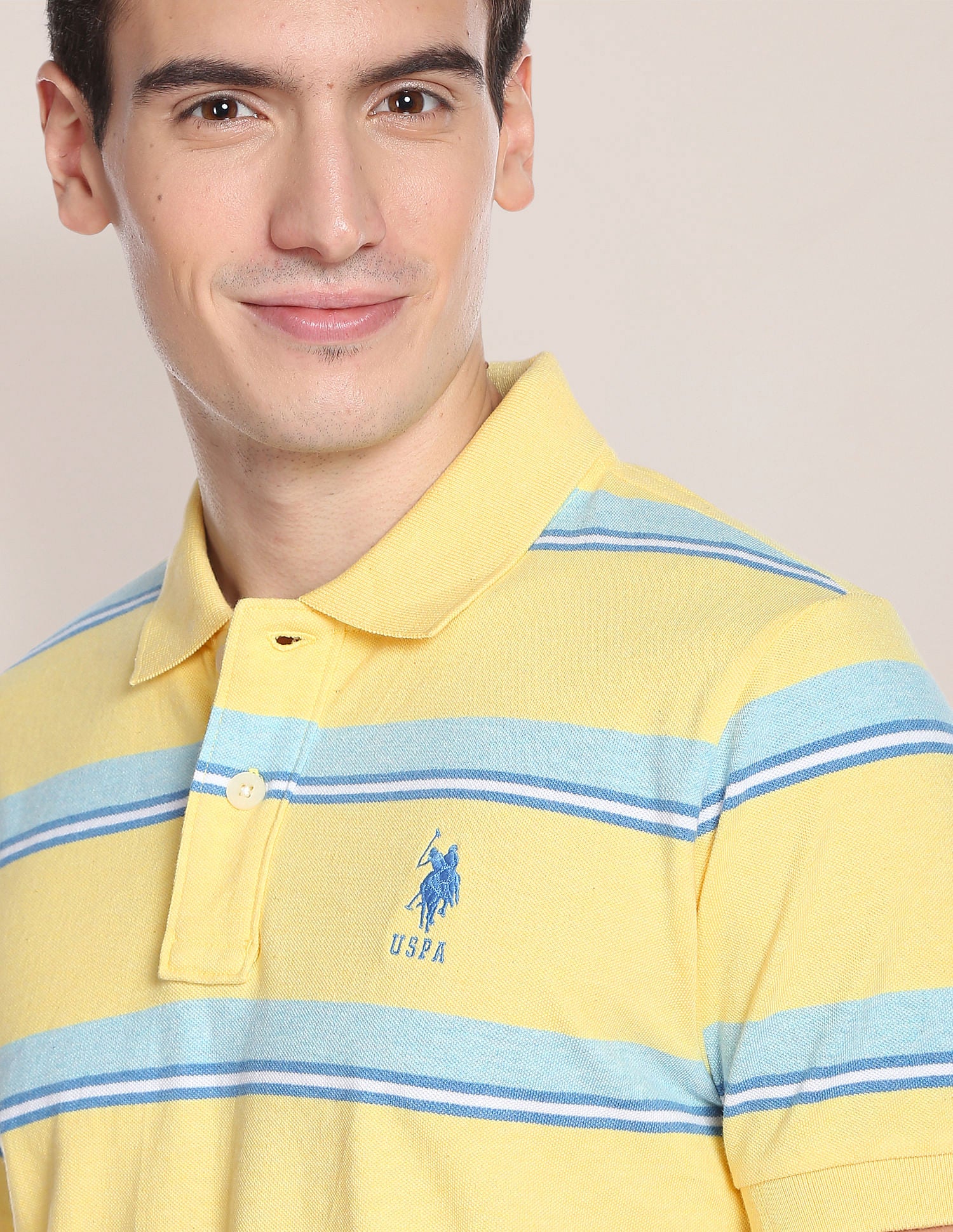 Signature Stripe Cotton Polo Shirt Yellow - U.S. Polo Assn. India | Large