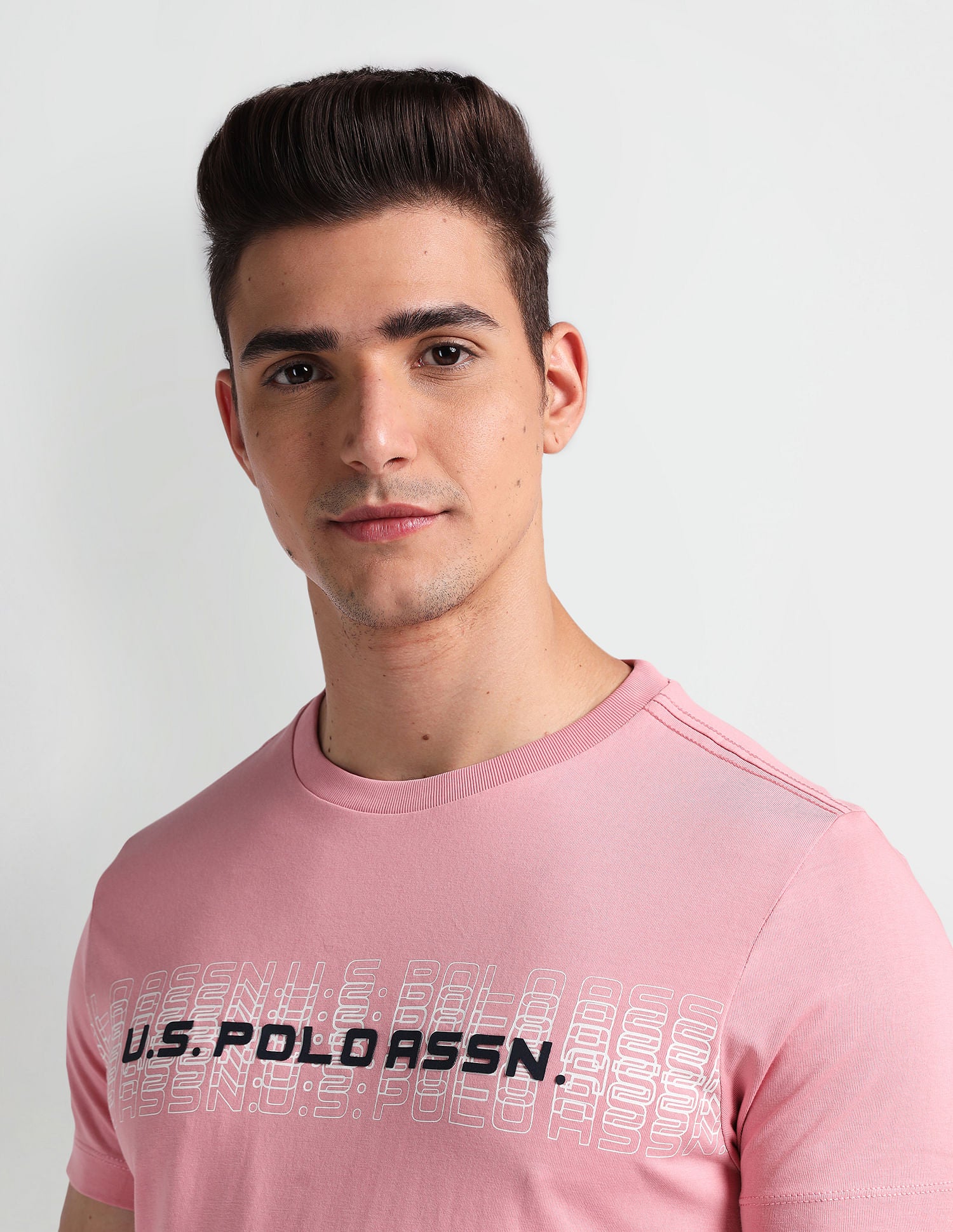 Muscle Fit Brand Print T-Shirt Pink - U.S. Polo Assn. India | Large