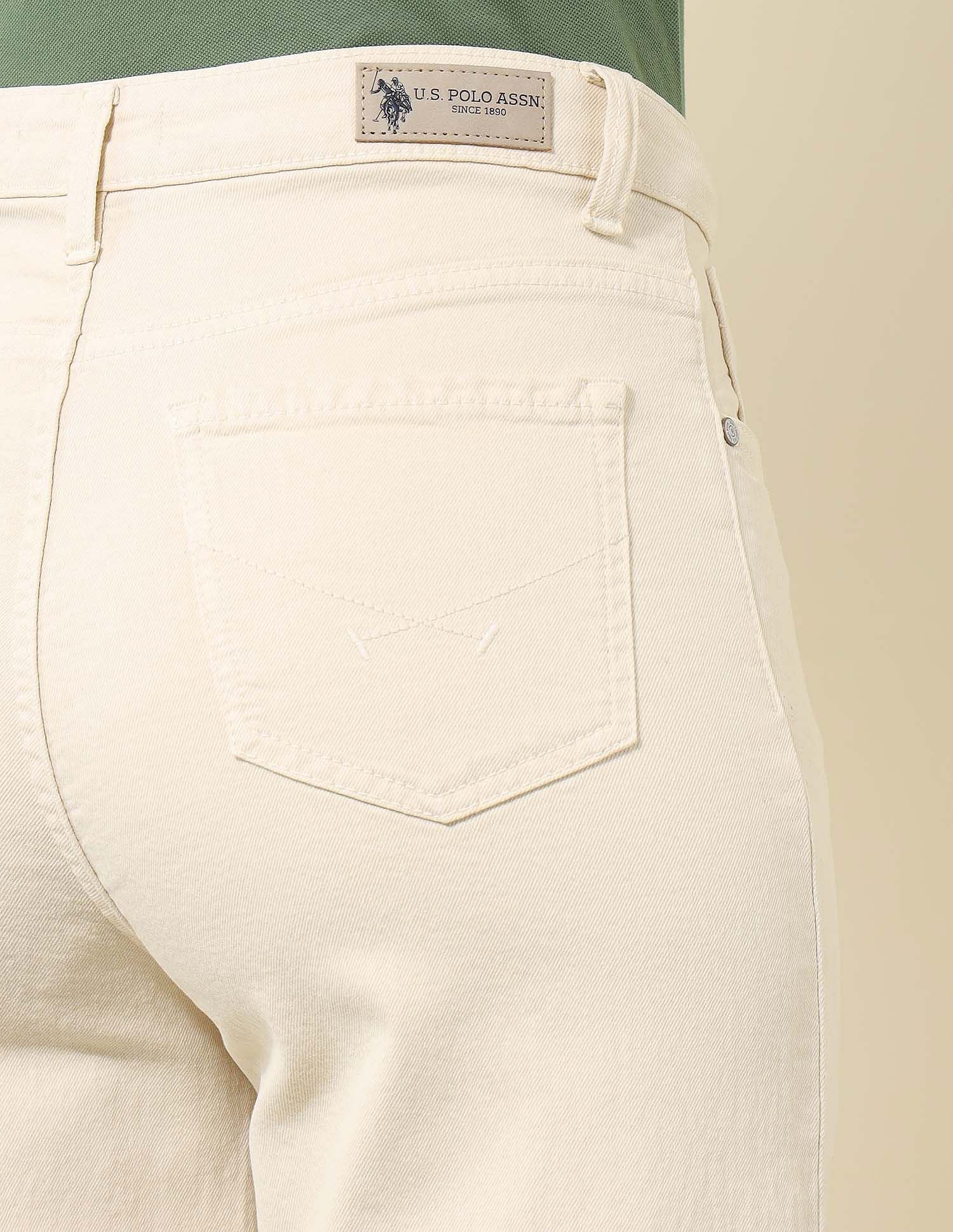 High Rise Wide Leg Jeans Ecru - U.S. POLO ASSN. | Large