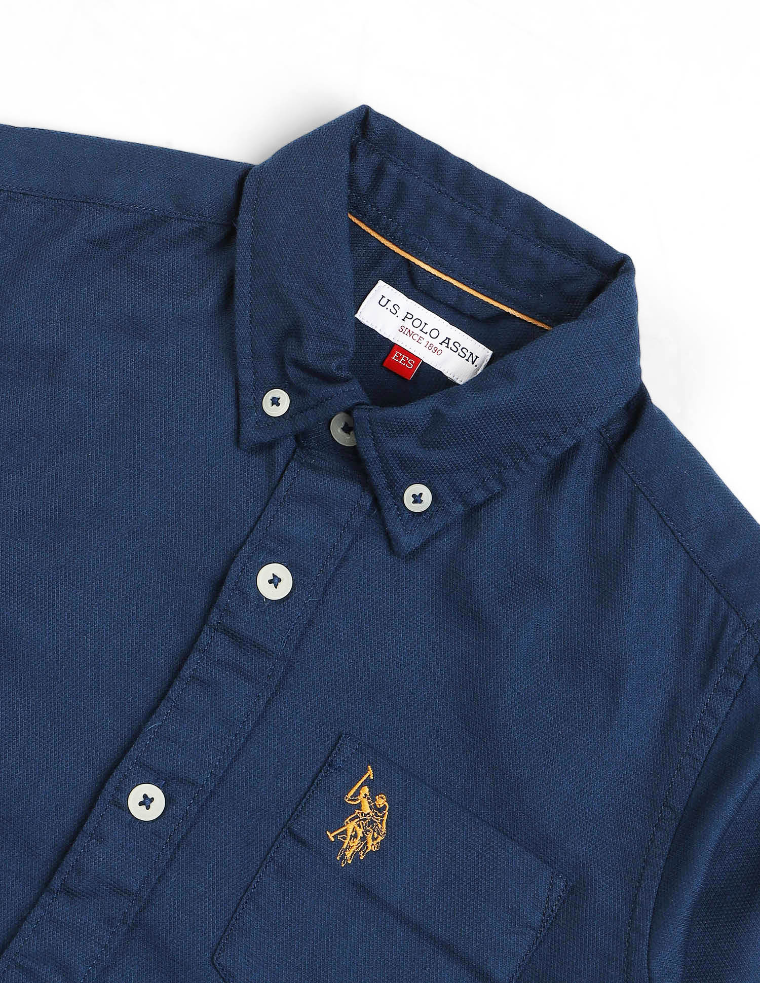Button Down Collar Solid Shirt Navy - U.S. POLO ASSN. | Large