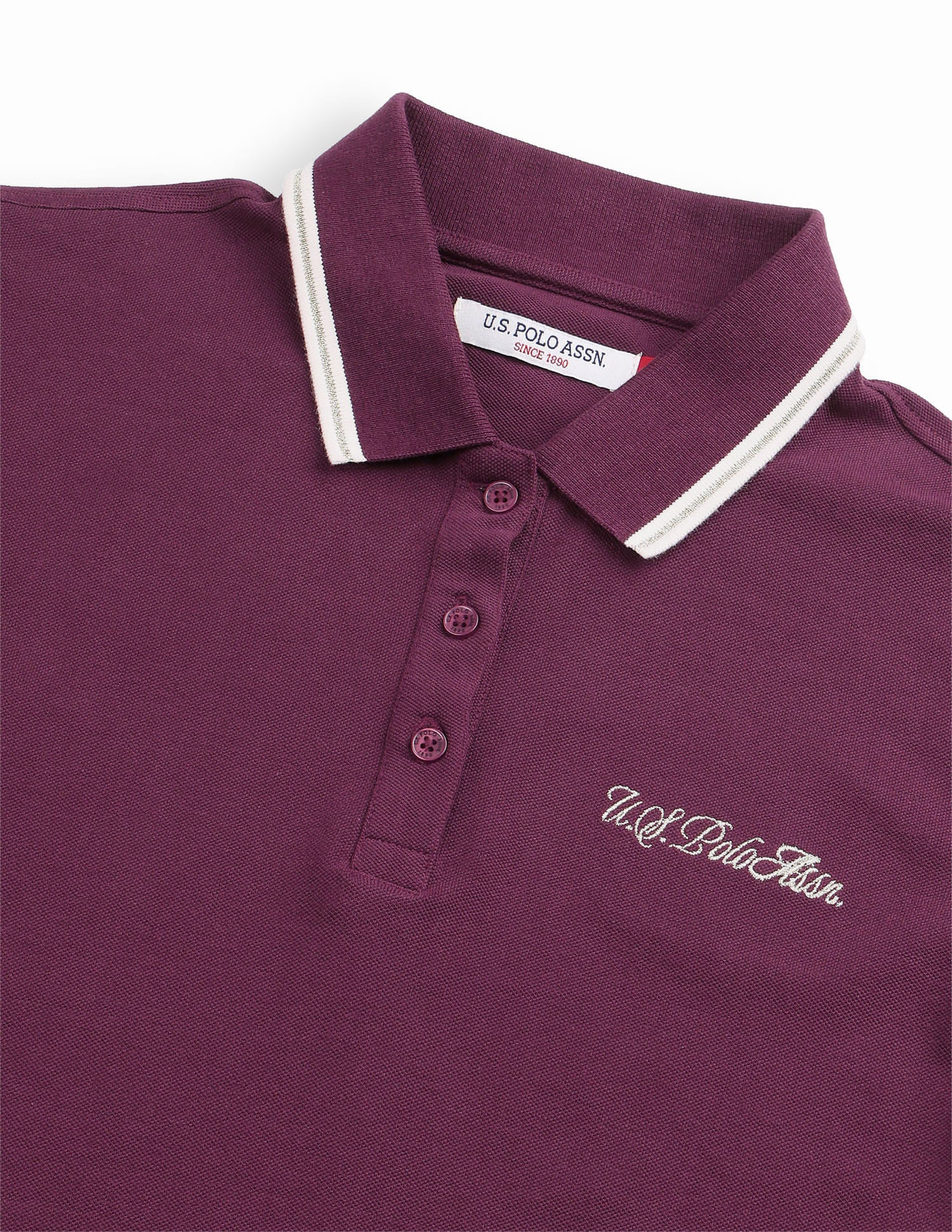 Tipped Collar Regular Fit Polo Shirt Purple - U.S. Polo Assn. India | Large