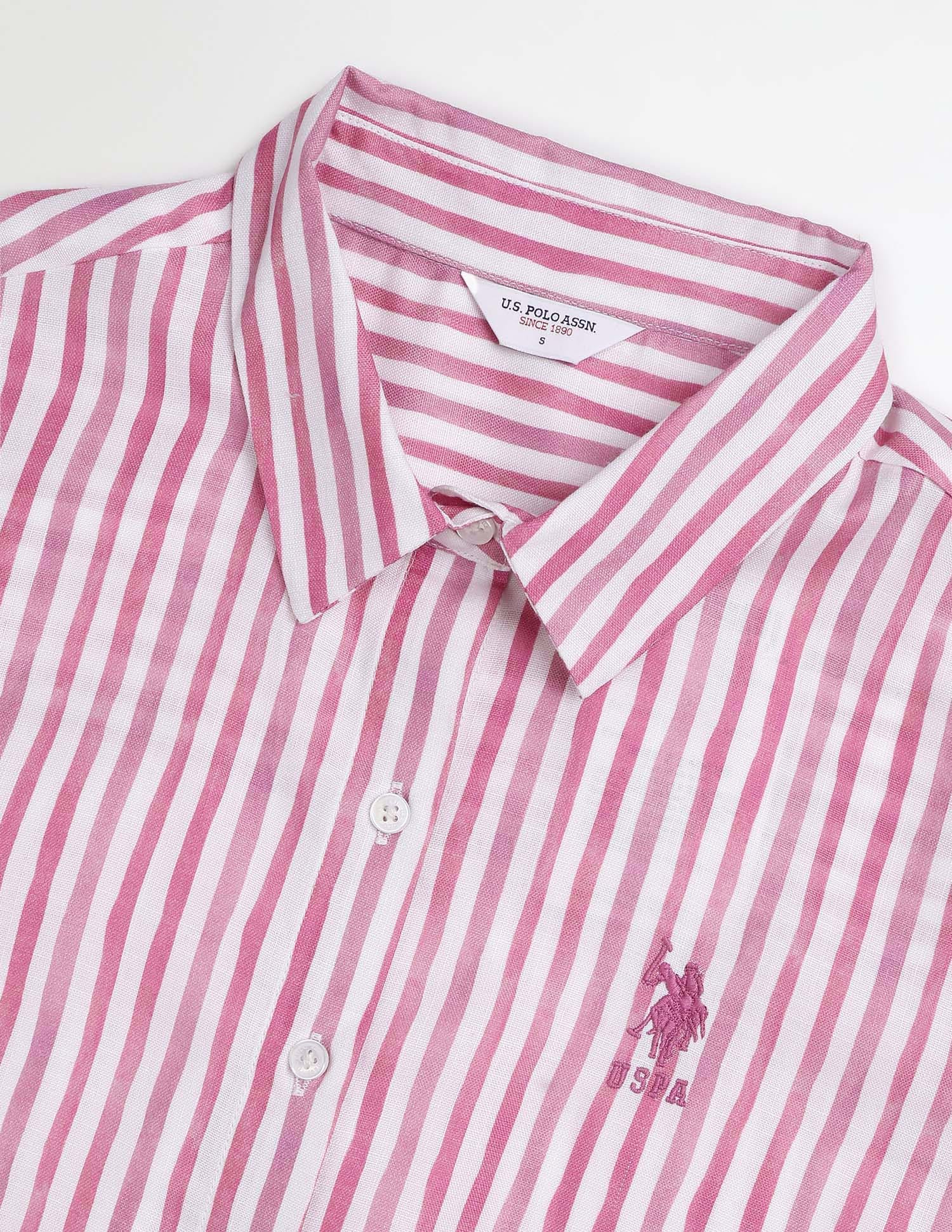 Regular Fit Vertical Striped Shirt Pink - U.S. Polo Assn. India | Large