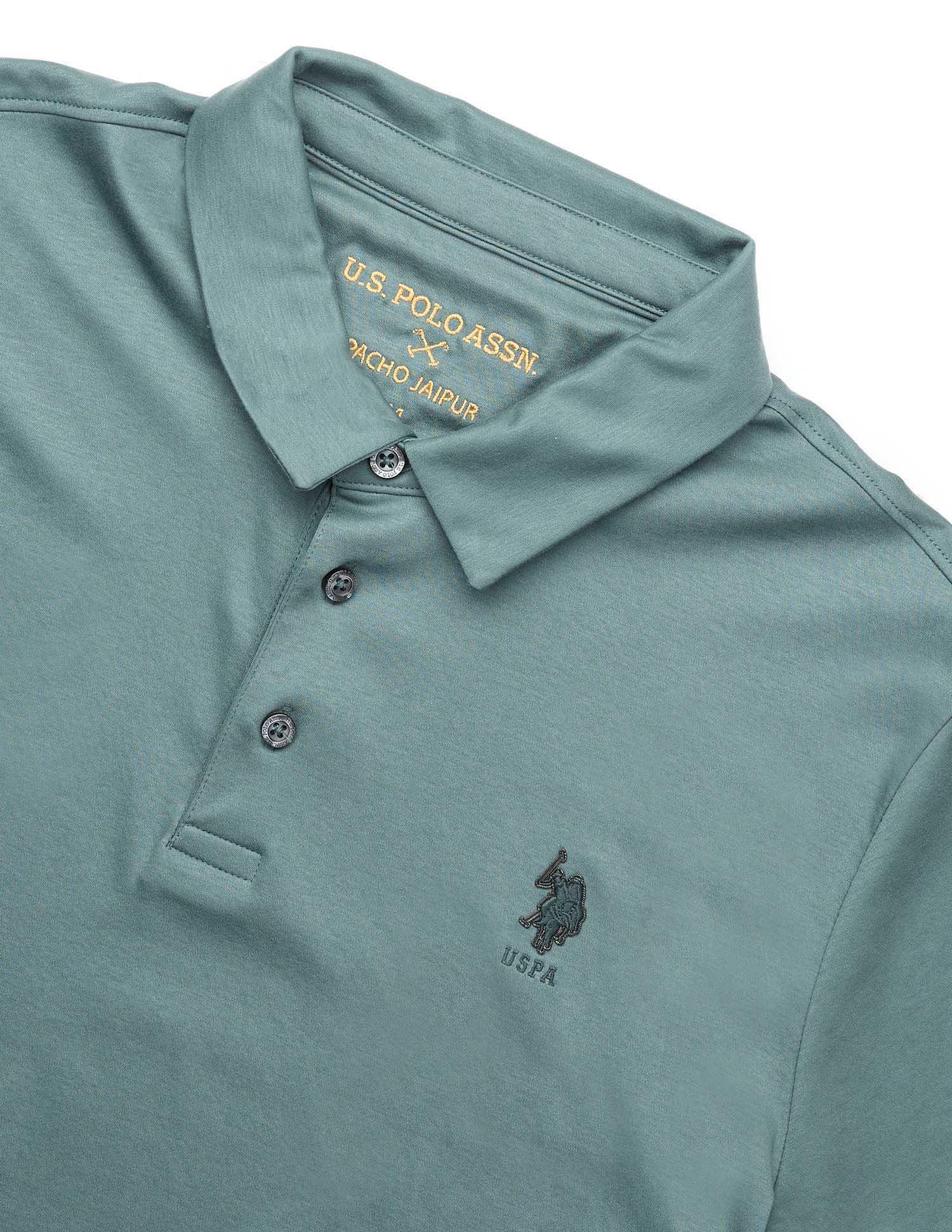 Pacho X Slim Fit Solid Polo Shirt Green - U.S. POLO ASSN. | Large