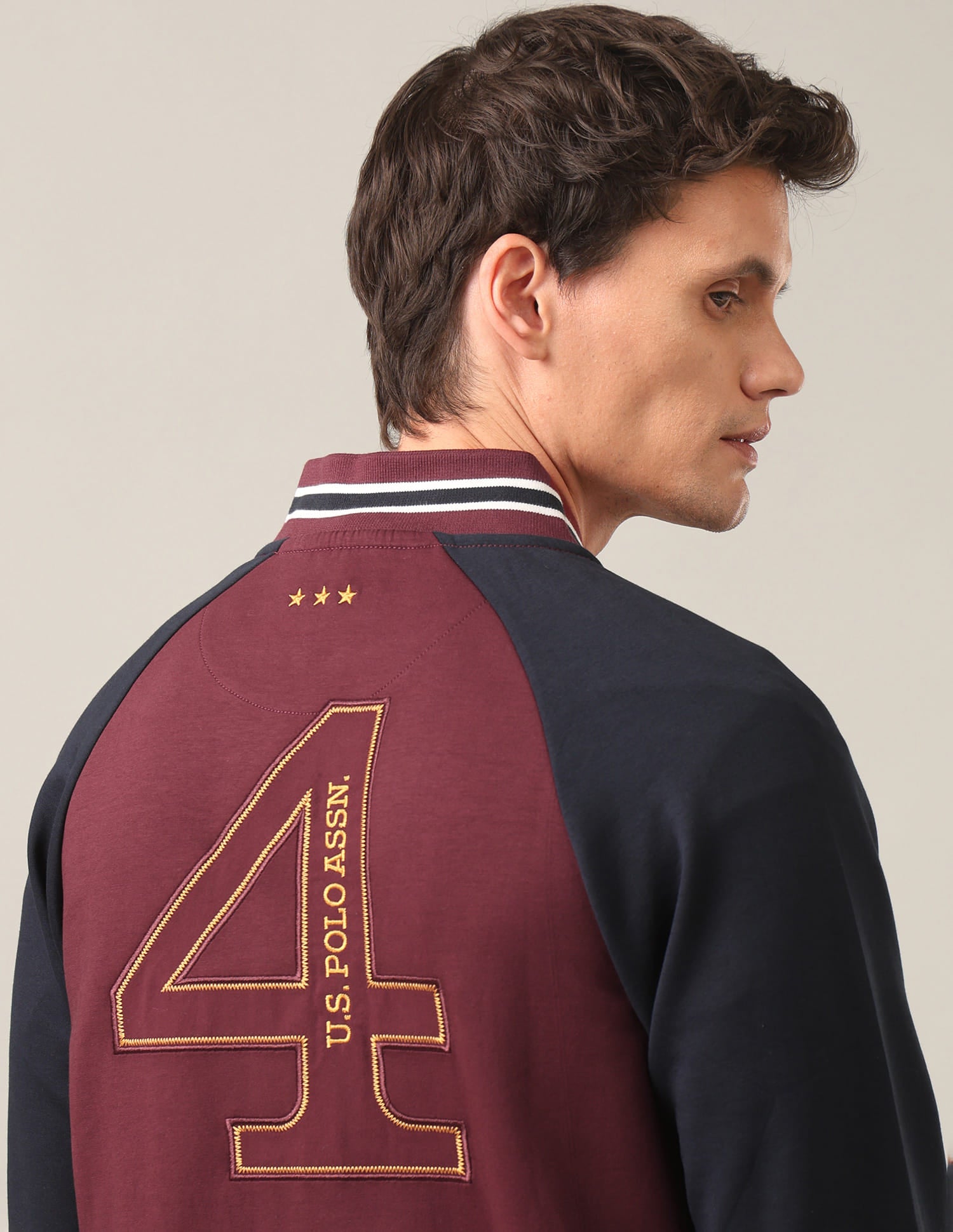 Colour Blocked Regular Fit Sweatshirt Maroon - U.S. Polo Assn. India | Large