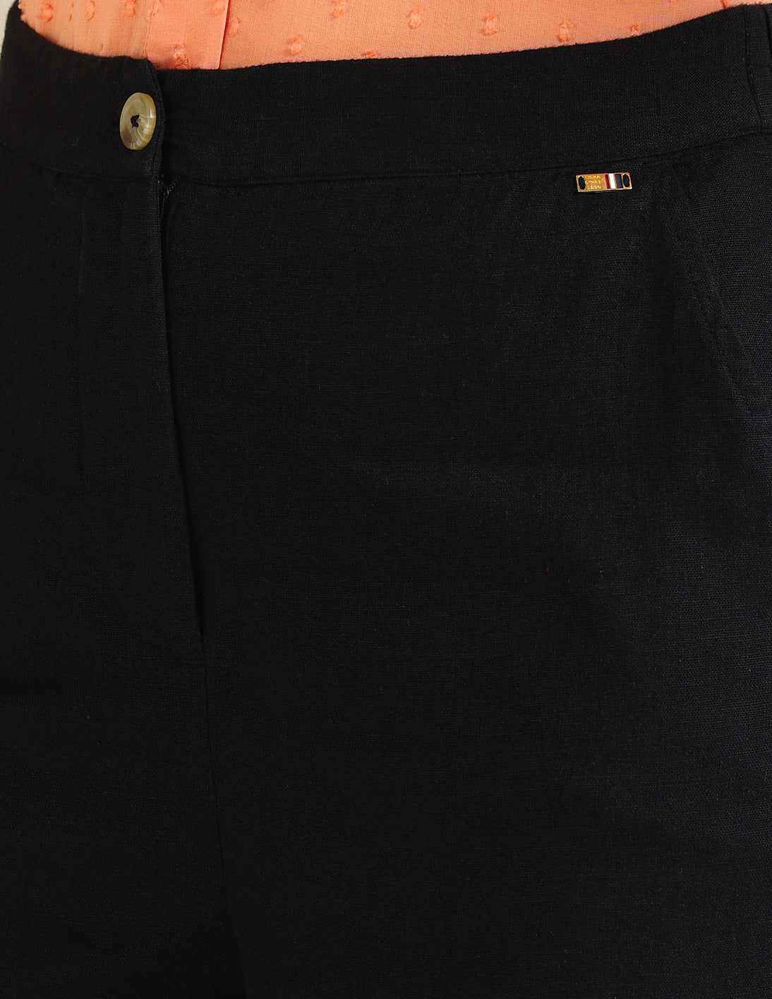 Linen Wide Leg Trousers Black - U.S. POLO ASSN. | Large