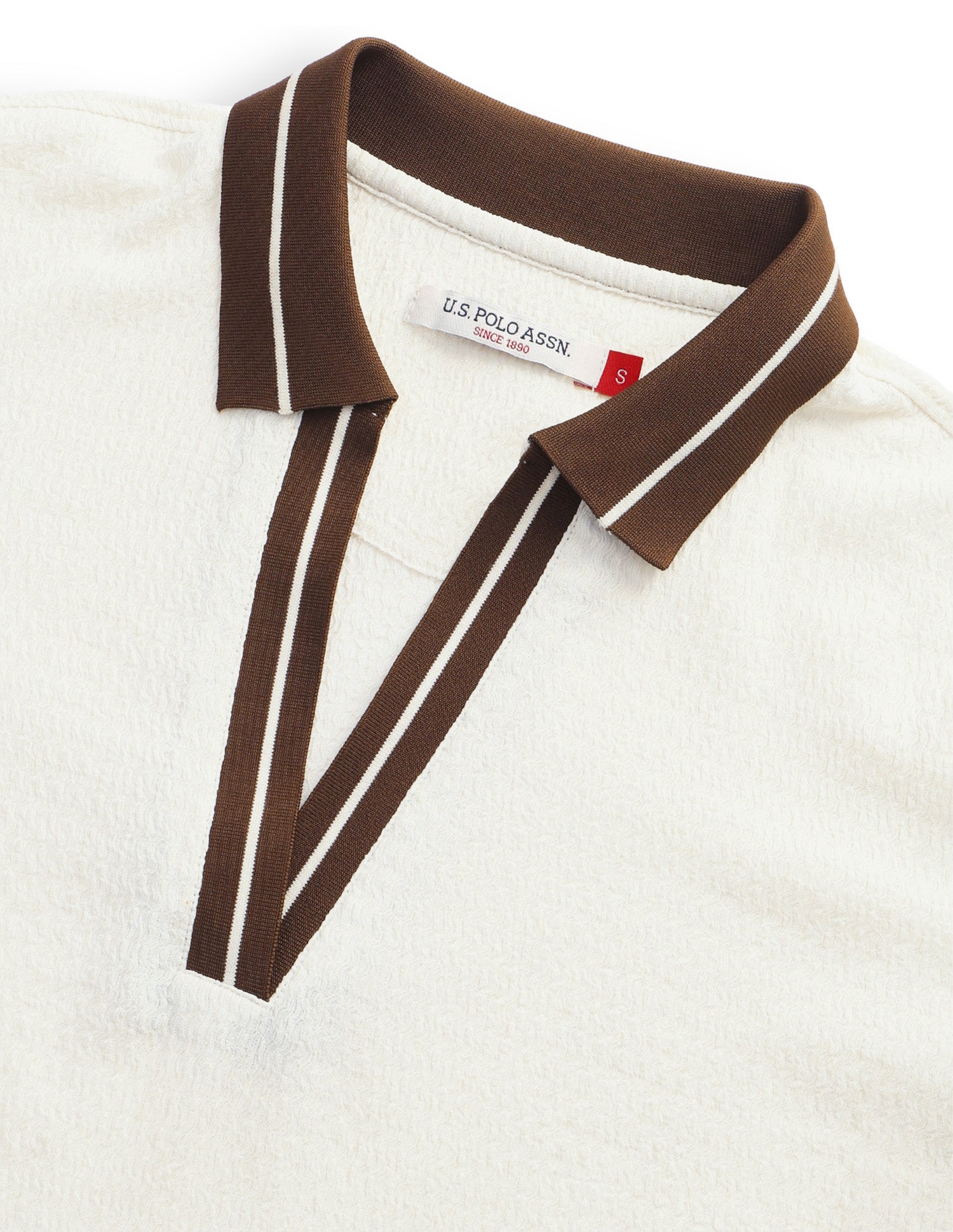 Textured Regular Fit Polo Shirt Off White - U.S. Polo Assn. India | Large