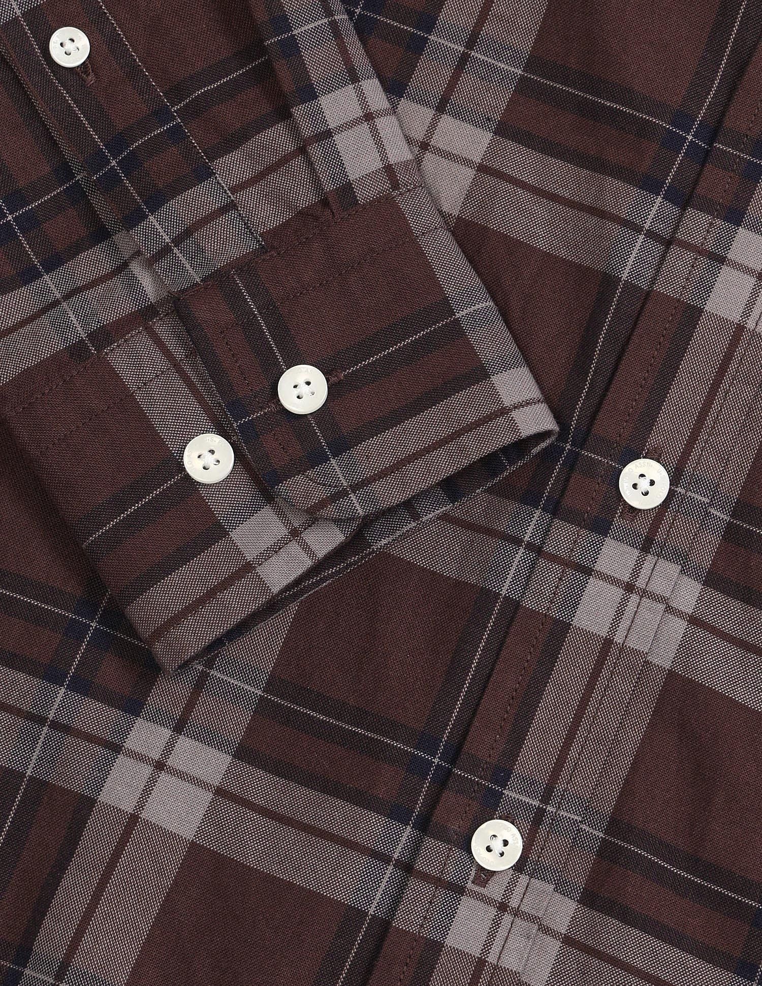 Tailored Fit Dobby Checked Shirt Brown - U.S. POLO ASSN. | Large
