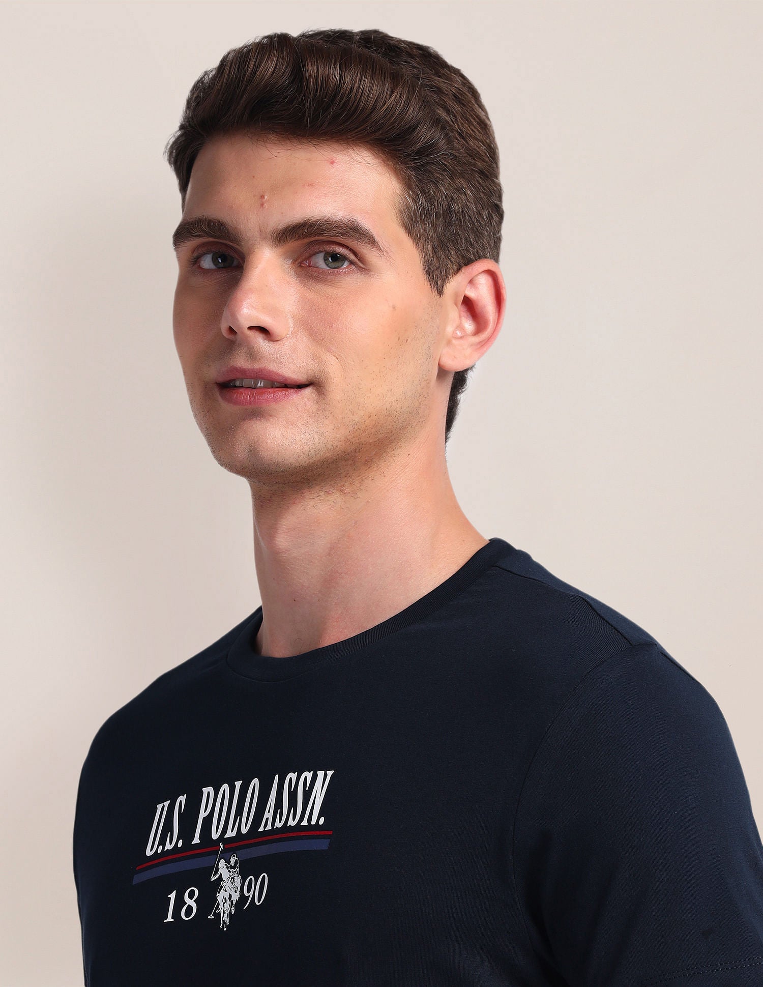 Brand Print Slim Fit T-Shirt Navy - U.S. Polo Assn. India | Large