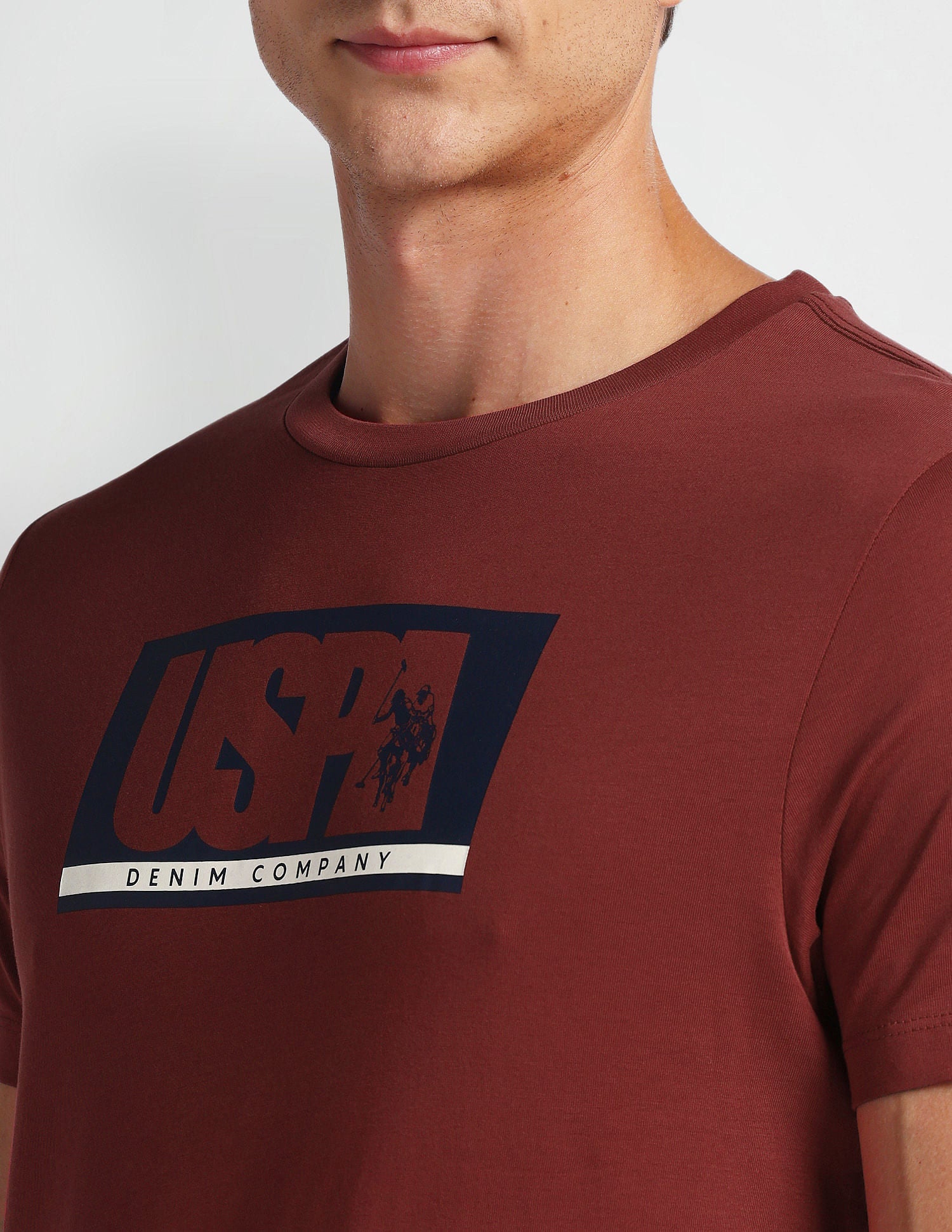 Brand Print Crew Neck T-Shirt Red - U.S. Polo Assn. India | Large