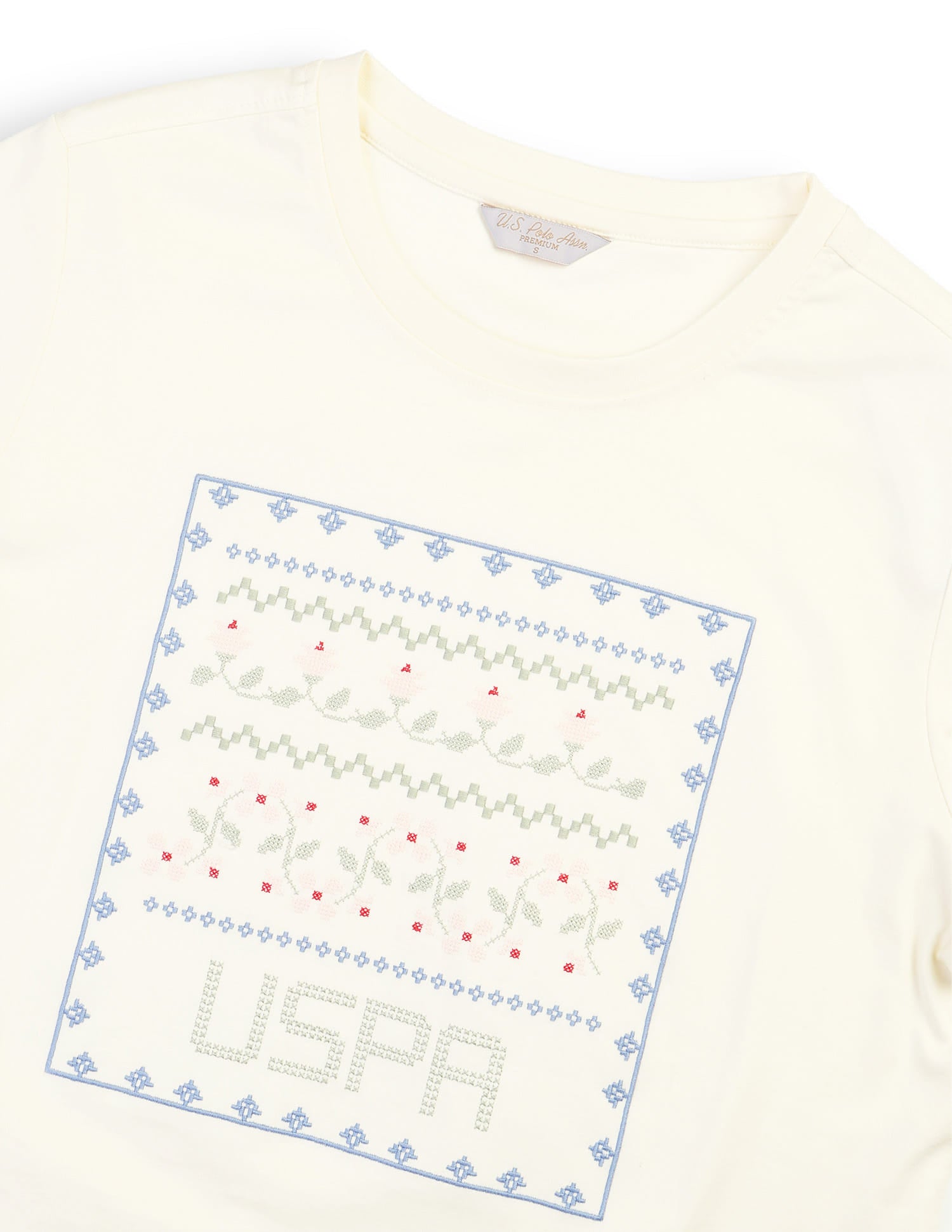 Boxy Fit Floral Printed T-Shirt Off White - U.S. Polo Assn. India | Large