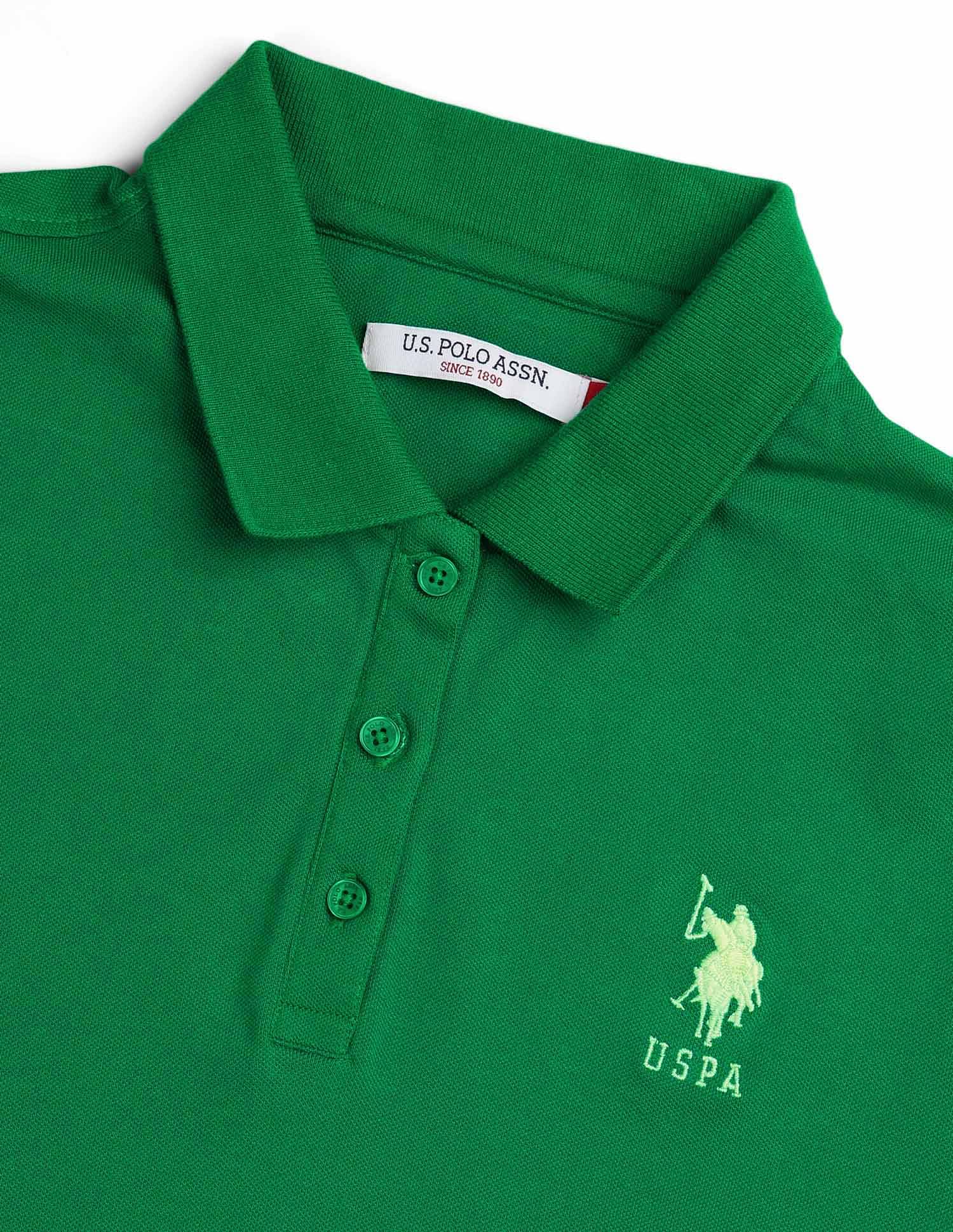 Regular Fit Solid Polo Shirt Green - U.S. POLO ASSN. | Large