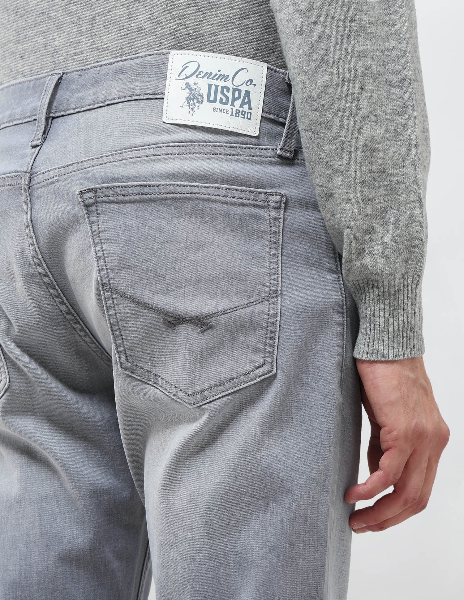 Brandon Slim Tapered Fit Mid Rise Jeans Light Grey - U.S. POLO ASSN. | Large