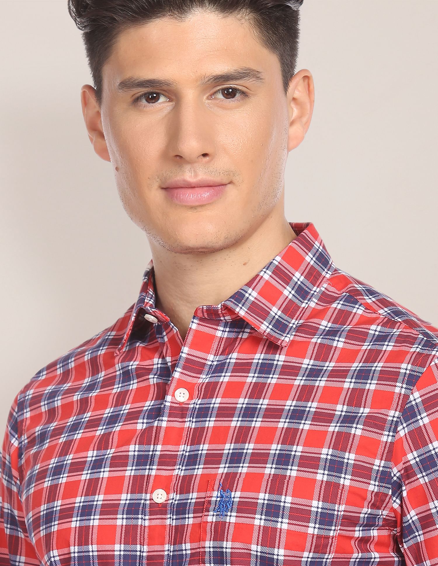 Tartan Twill Tailored Shirt Red - U.S. POLO ASSN. | Large