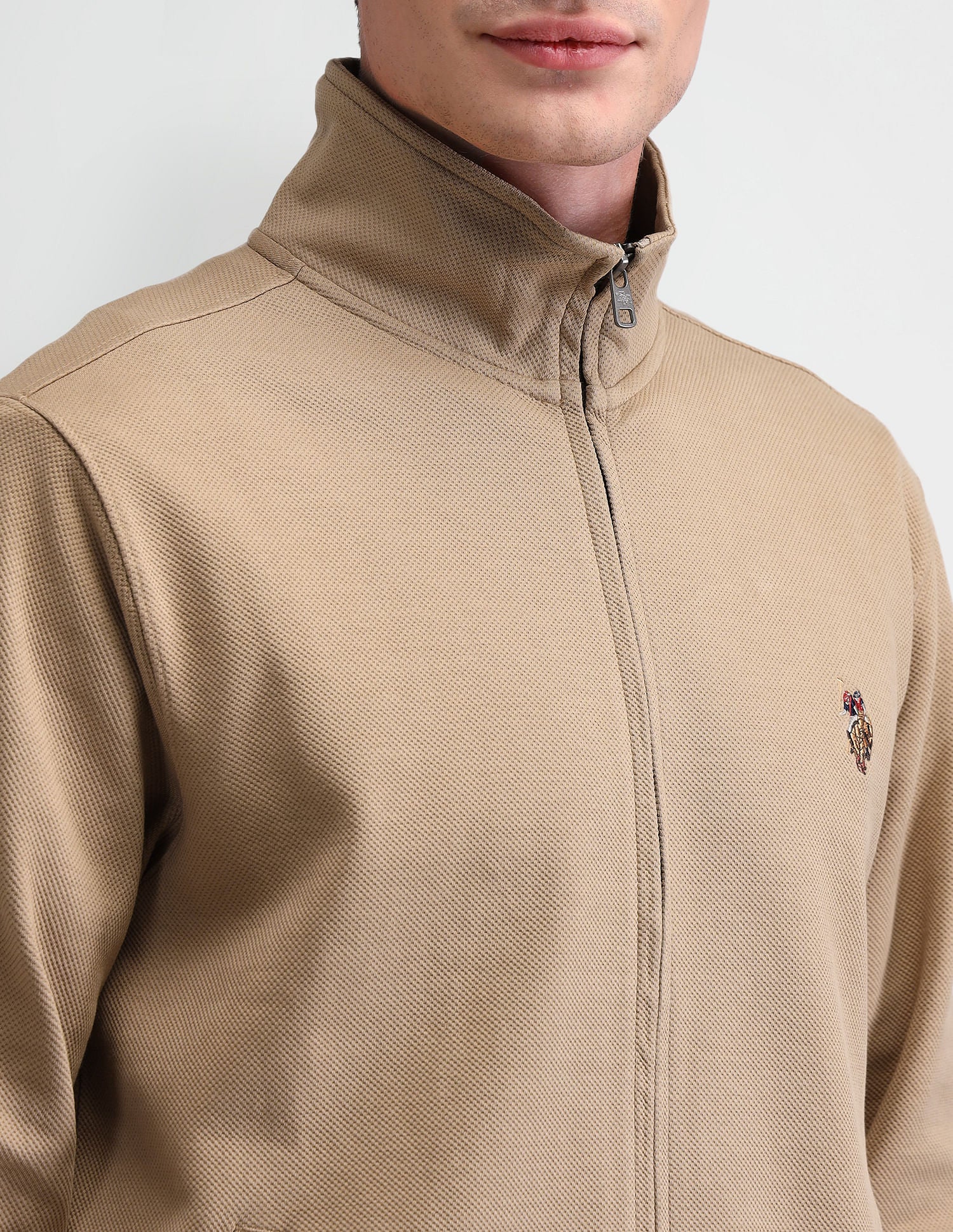 High Neck Slim Fit Sweatshirt Beige - U.S. POLO ASSN. | Large