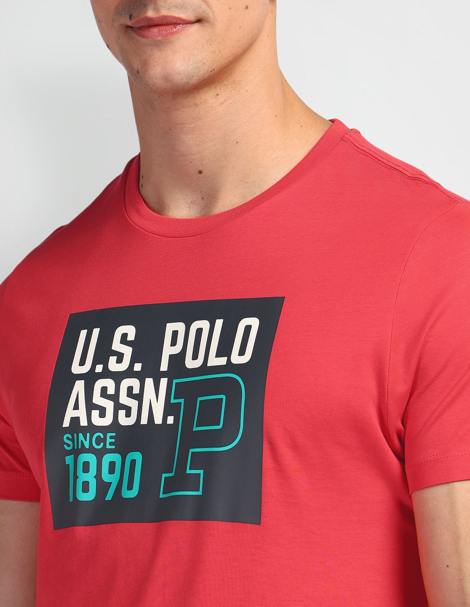 Brand Print Crew Neck T-Shirt Pink - U.S. Polo Assn. India | Large
