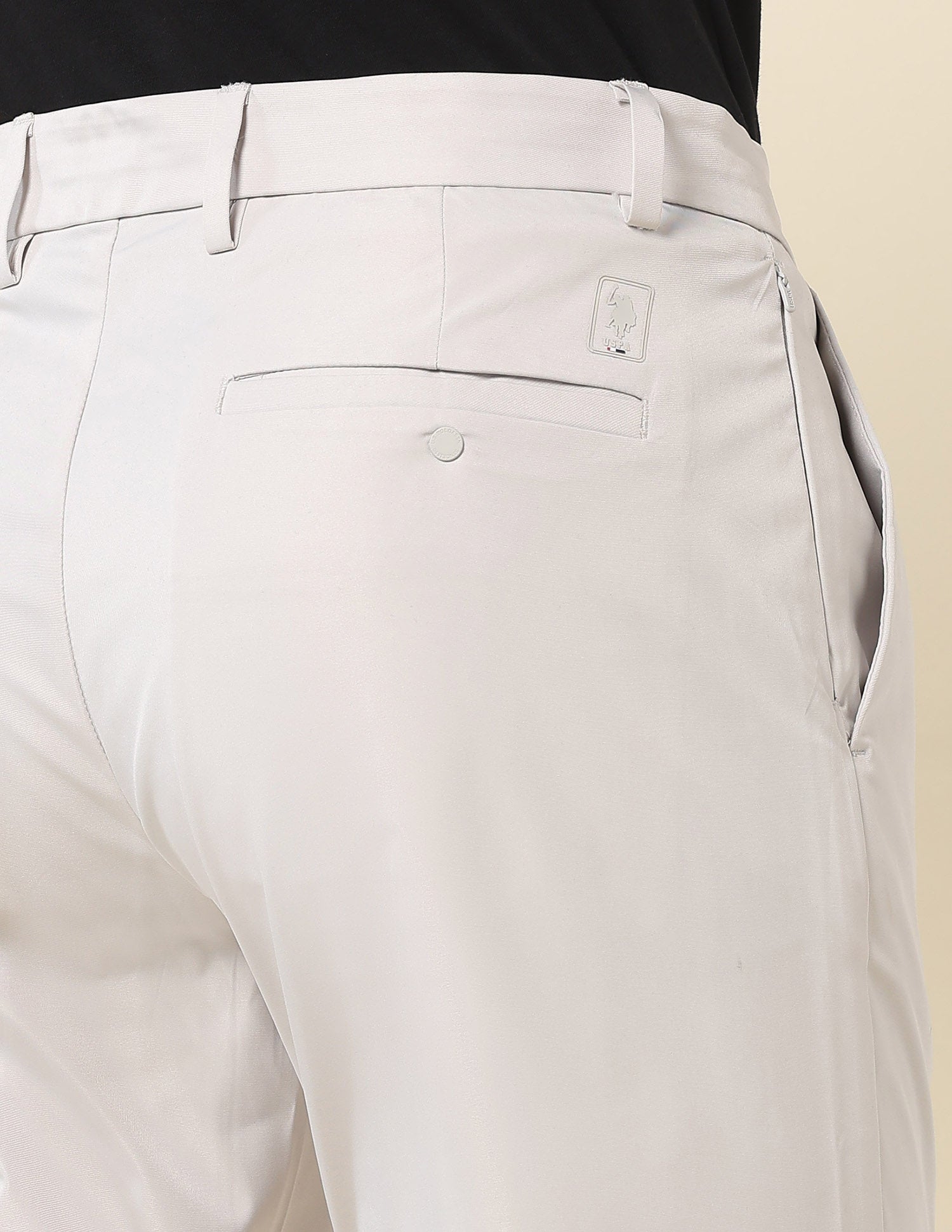 Austin Slim Fit Twill Trousers Light Grey - U.S. Polo Assn. India | Large