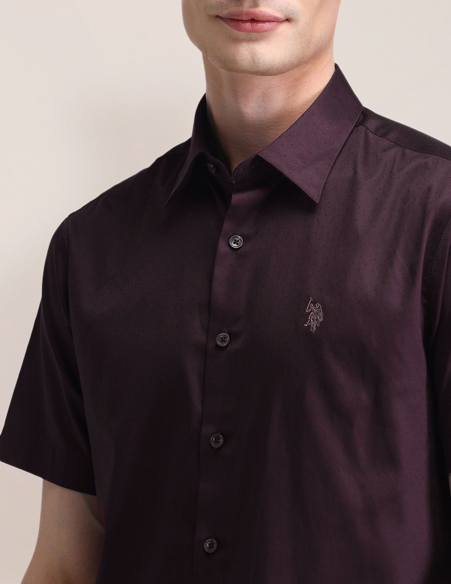 Regular Fit Satin Shirt Wine - U.S. Polo Assn. India | Large