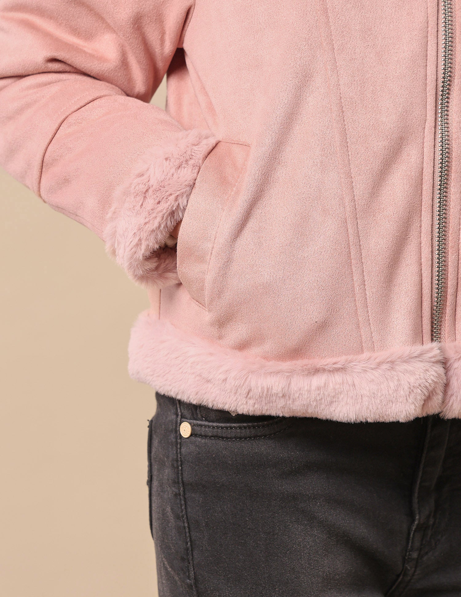 Girls Zip Up Suede Jacket Light Pink - U.S. POLO ASSN. | Large