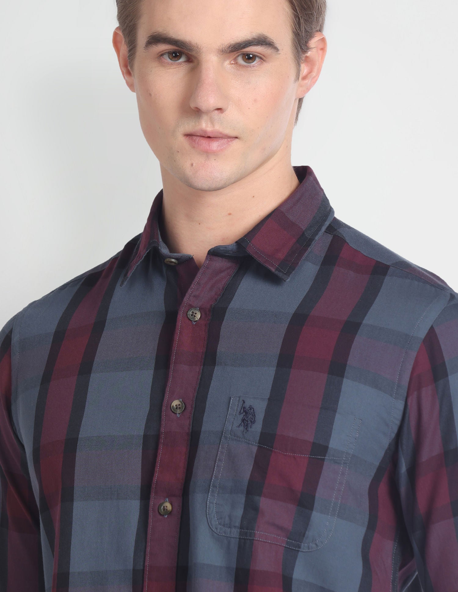 Twill Cotton Shirt Maroon - U.S. Polo Assn. India | Large