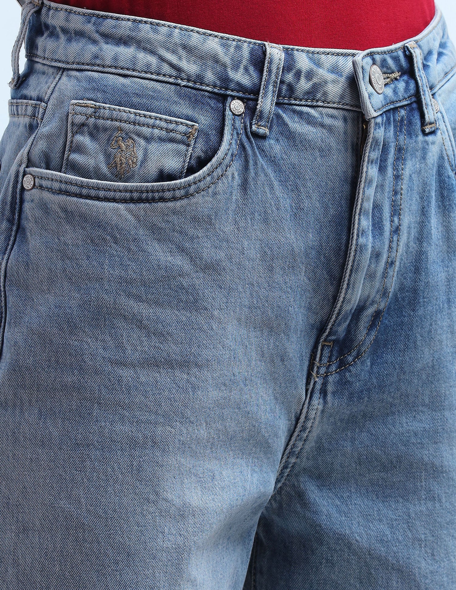 Buy Women High Rise Mom Fit Jeans Blue|U.S. Polo Assn. India – US
