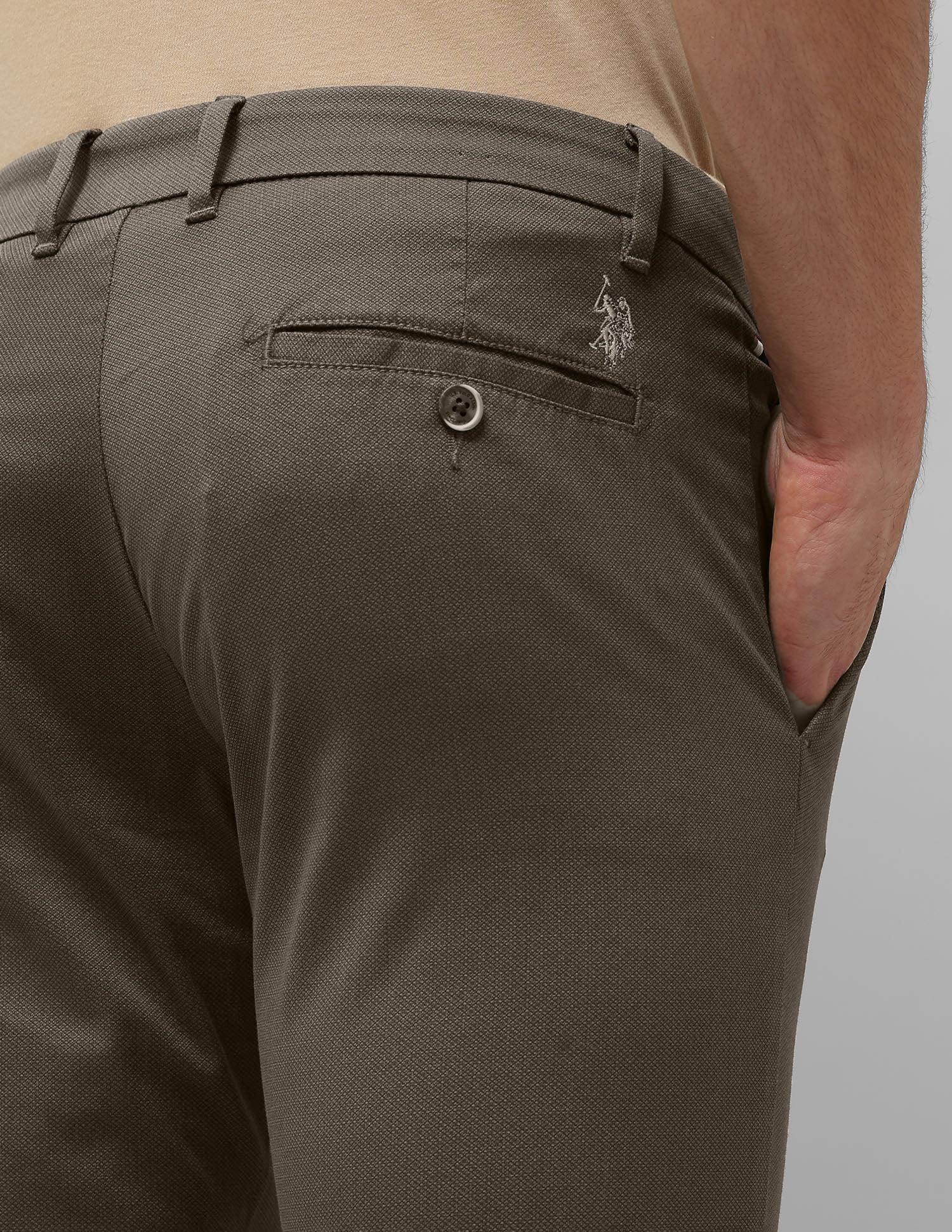Slim Fit Textured Trousers Olive - U.S. POLO ASSN. | Large