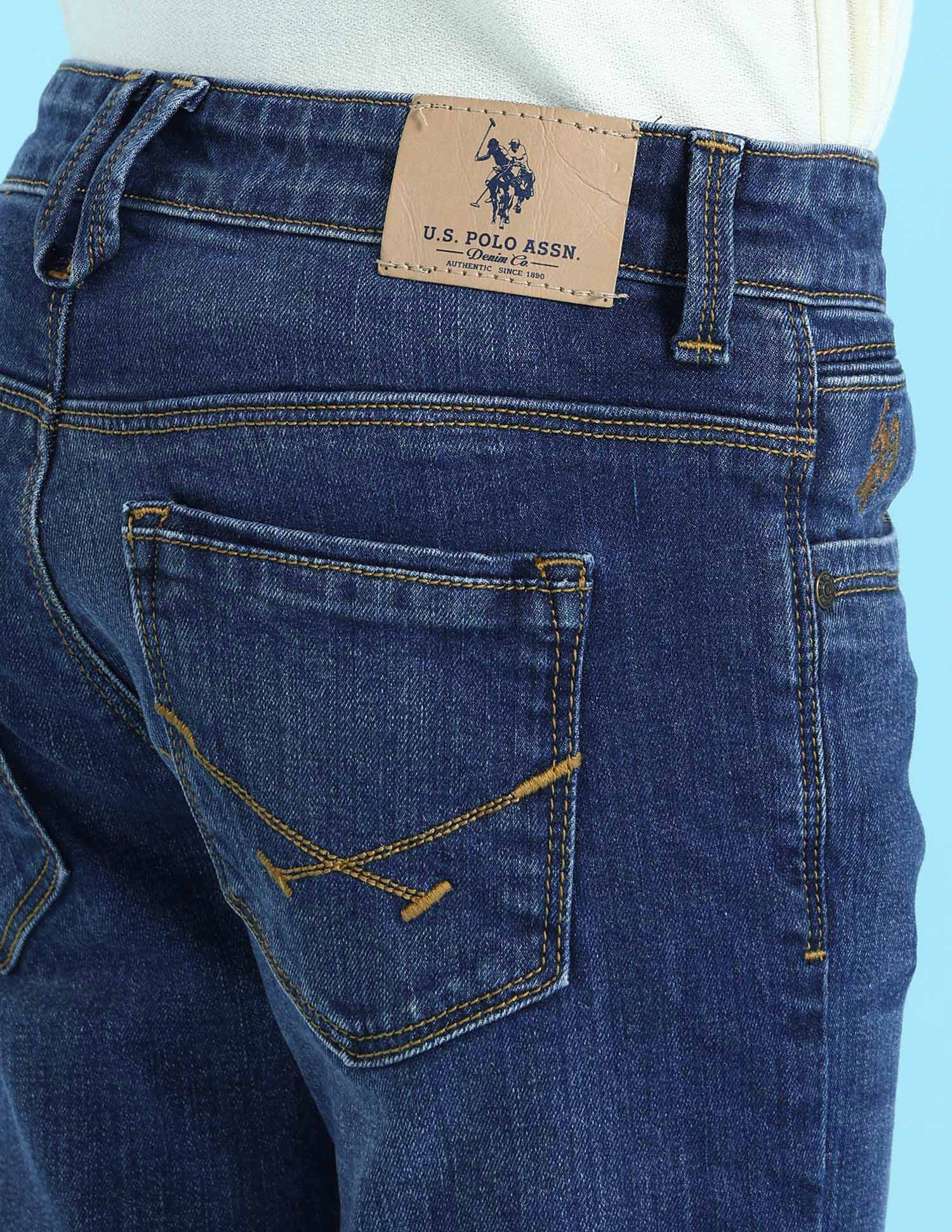 Boys Blue Slim Fit Stone Wash Jeans Blue - U.S. POLO ASSN. | Large