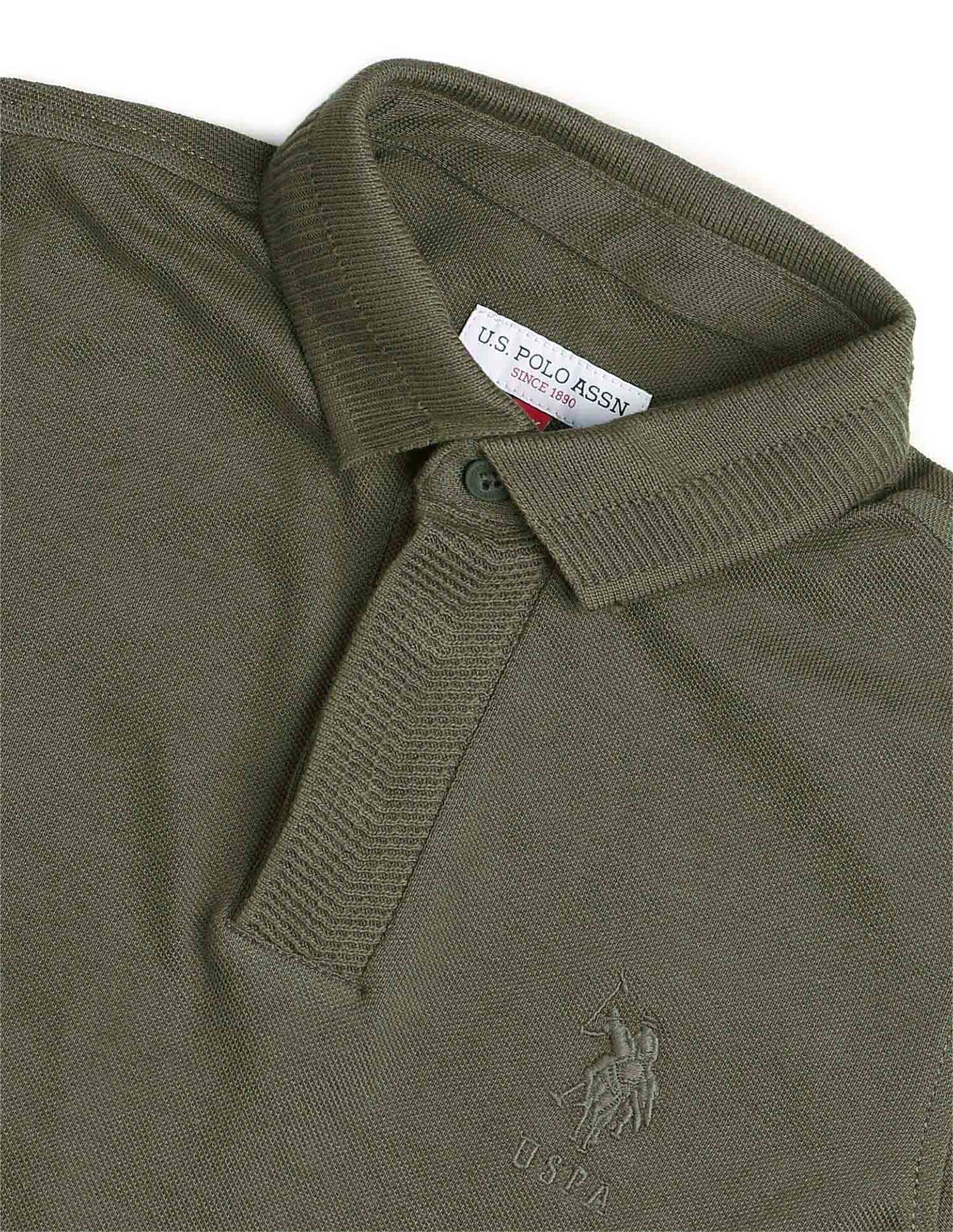 Boys Solid Regular Fit Polo Shirt Olive - U.S. POLO ASSN. | Large