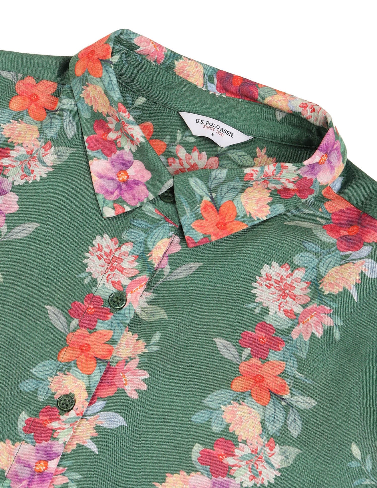 Floral Printed Regular Fit Shirt Green - U.S. POLO ASSN. | Large