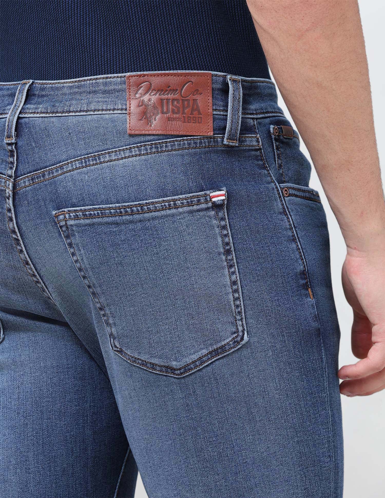 Pacho X Harold Slim Straight Fit Blue Jeans Mid Blue - U.S. Polo Assn. India | Large
