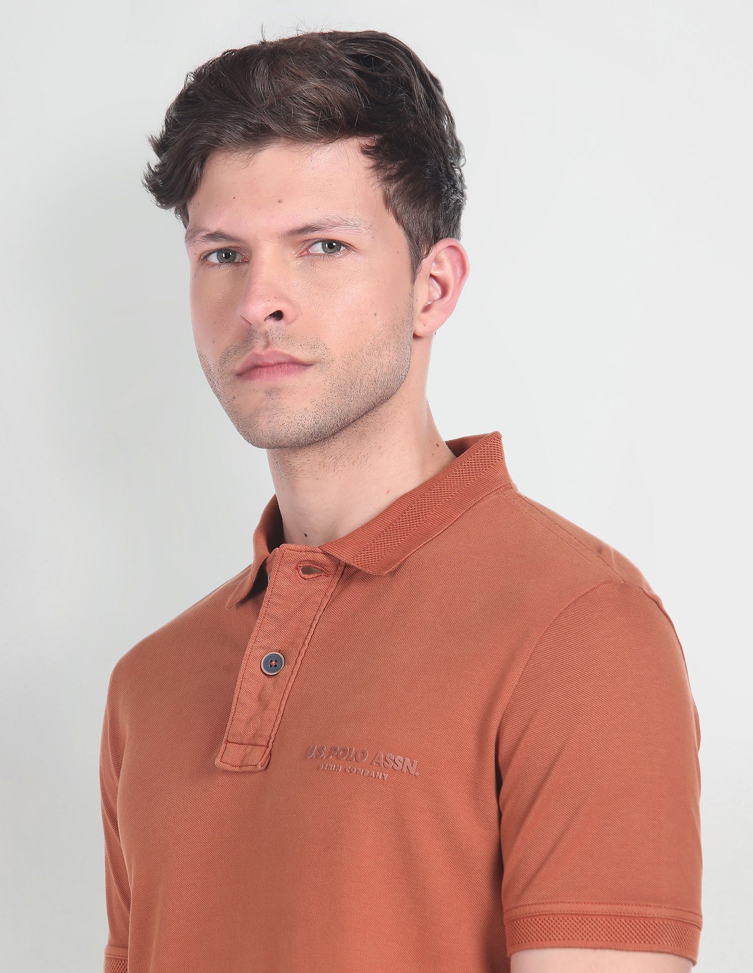 Solid Cotton Polo Shirt Rust - U.S. Polo Assn. India | Large