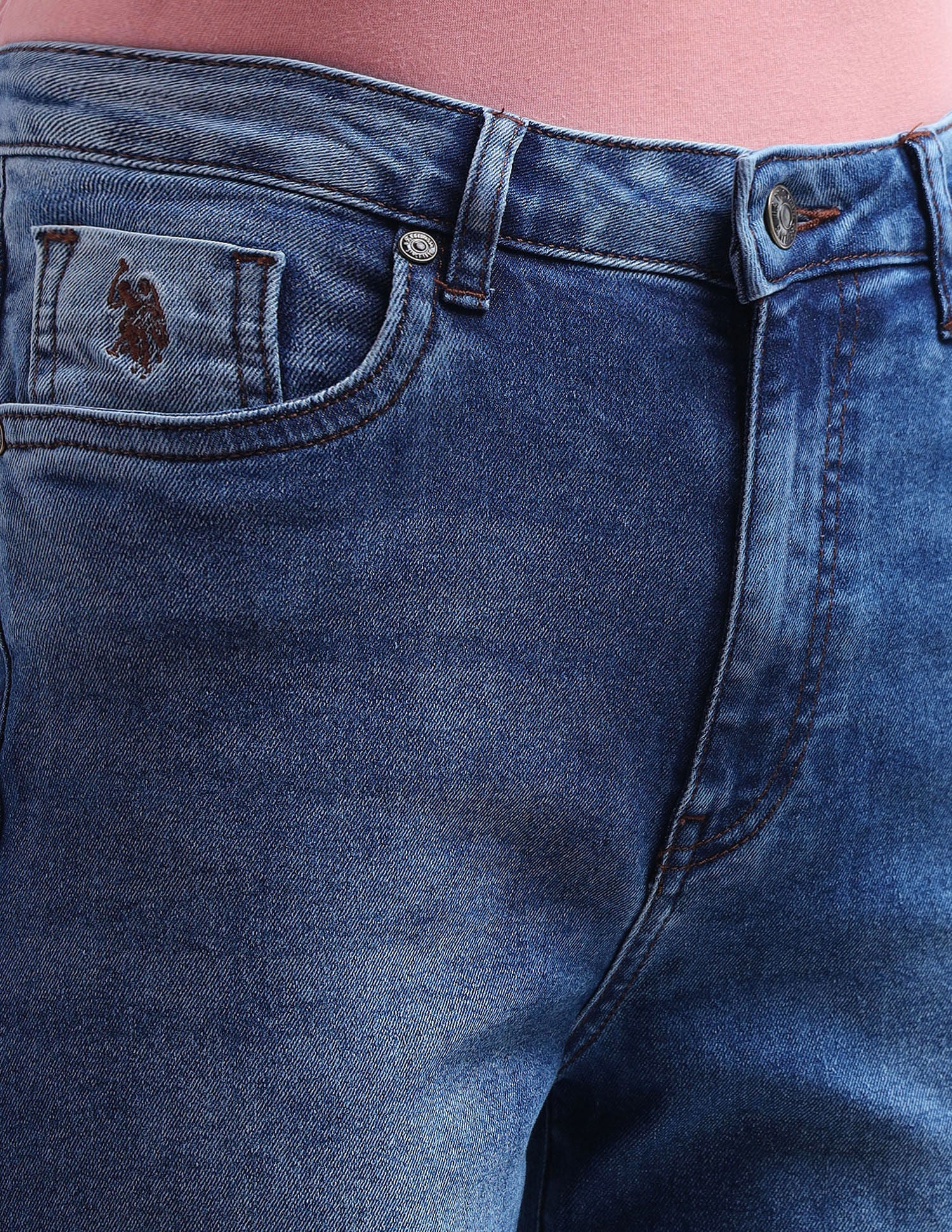 High Rise Wide Leg Jeans Me. Blue - U.S. POLO ASSN. | Large