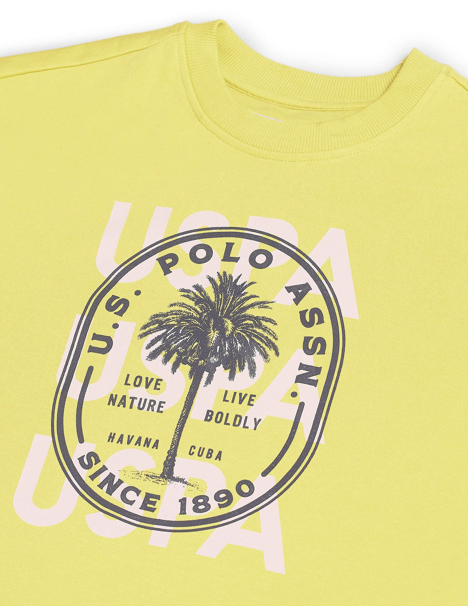 Brand Printed Regular Fit Sweatshirt Yellow - U.S. POLO ASSN. | Large